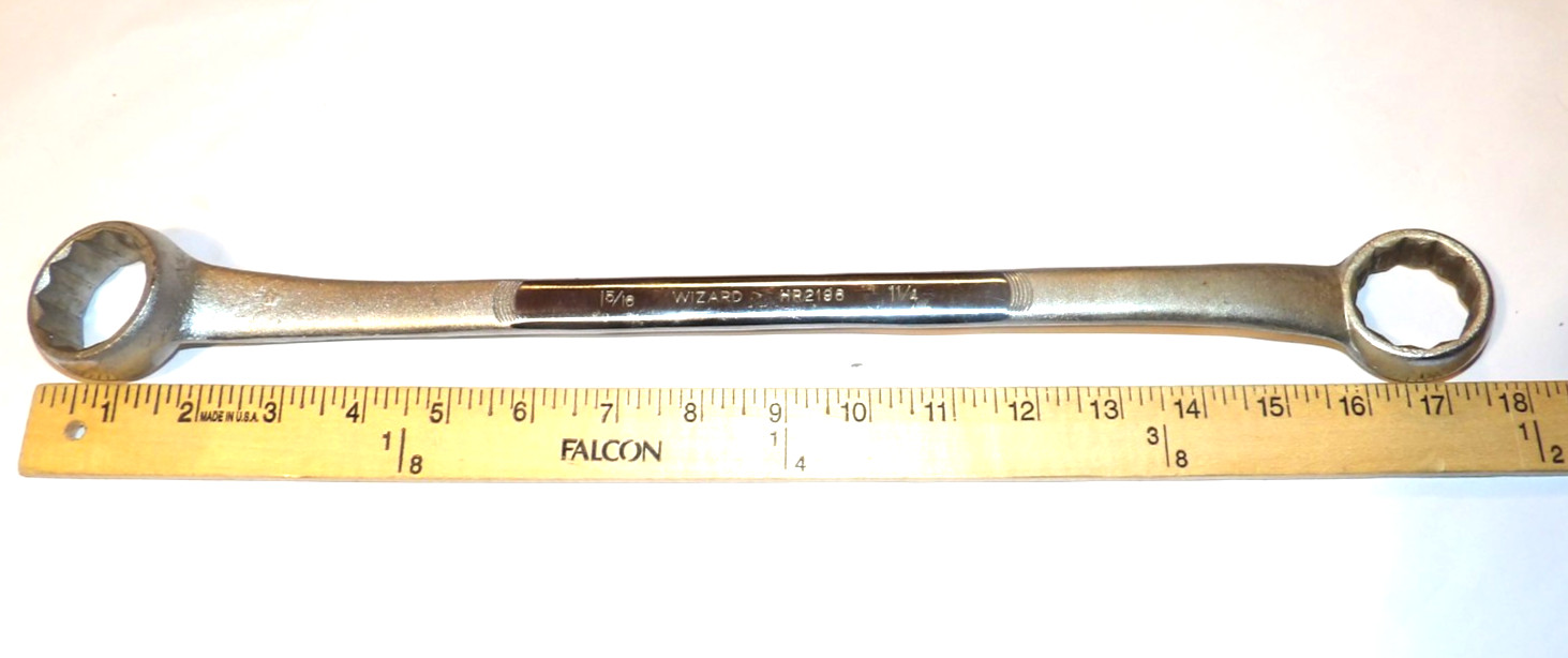 VTG WESTERN AUTO ‘WIZARD’ 15/16 1-1/4″ 12-POINT DOUBLE BOX-END WRENCH! 17.5″ USA