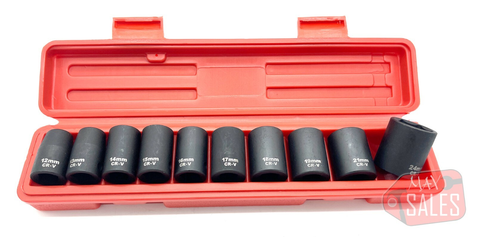 10pc 1/2″ Drive Shallow Impact Socket Set METRIC 6 Point Sockets w/ Case
