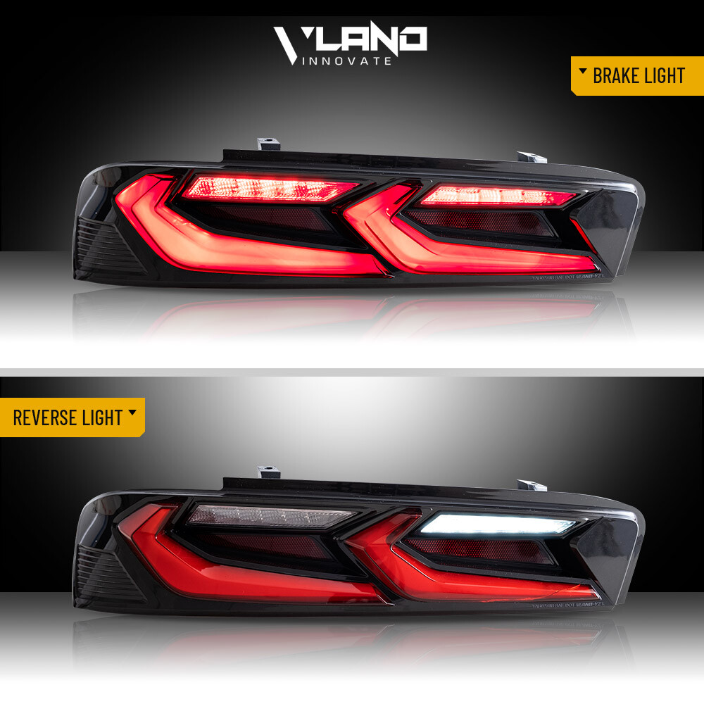 SET VLAND DRL FULL Smoked LED Tail Lights For Chevy Camaro 2016-2018 Assembly