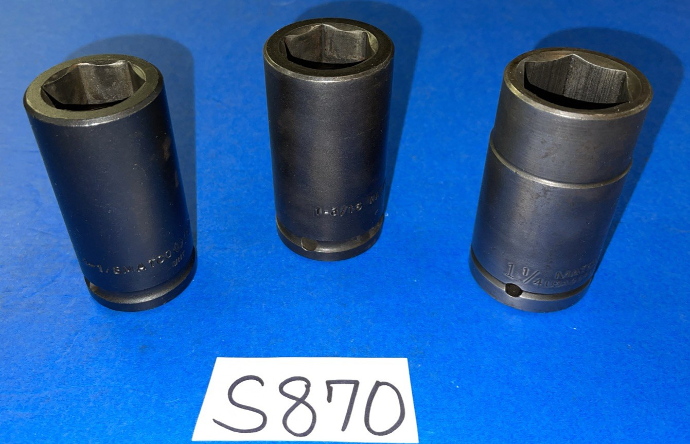 MATCO TOOLS 3 PC. 3/4 DRIVE SAE. DEEP IMPACT SOCKETS 1-1/8, 1-3/16 (30MM), 1-1/4