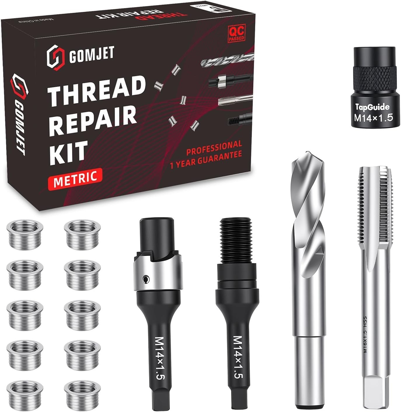 M14X1.5 Thread Repair Kit, 10 Stainless Steel Inserts