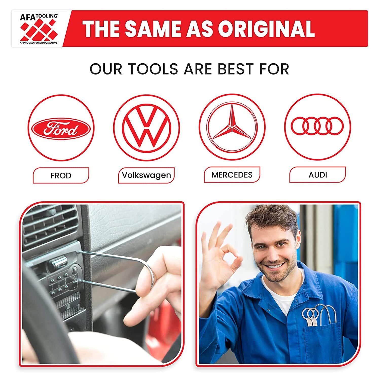 AFA Tooling Radio Removal Tool Kit | Works for Ford Audi. VW Mercedes and Mor…