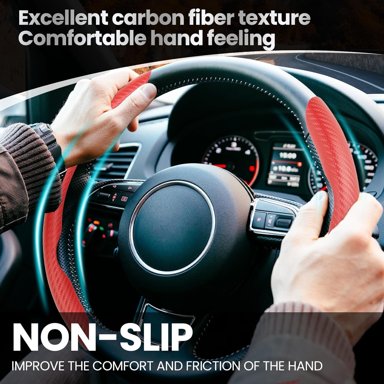 4× Car Seat Belt Liner Covers & Armrest Pad & Steering wheel Cover Auto Set US