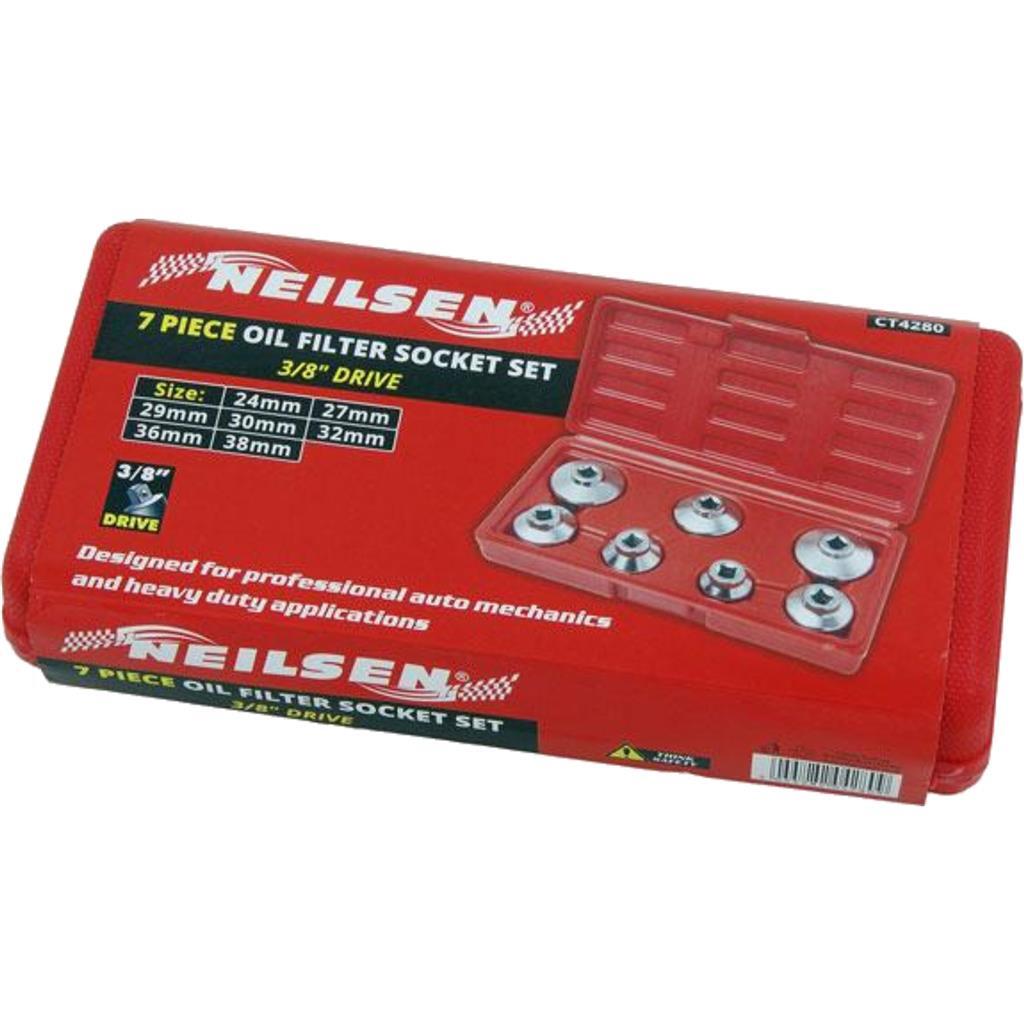 Neilsen 6pc Cap Type Oil Filter Wrench Set Automotive Removal Socket Tool Kit