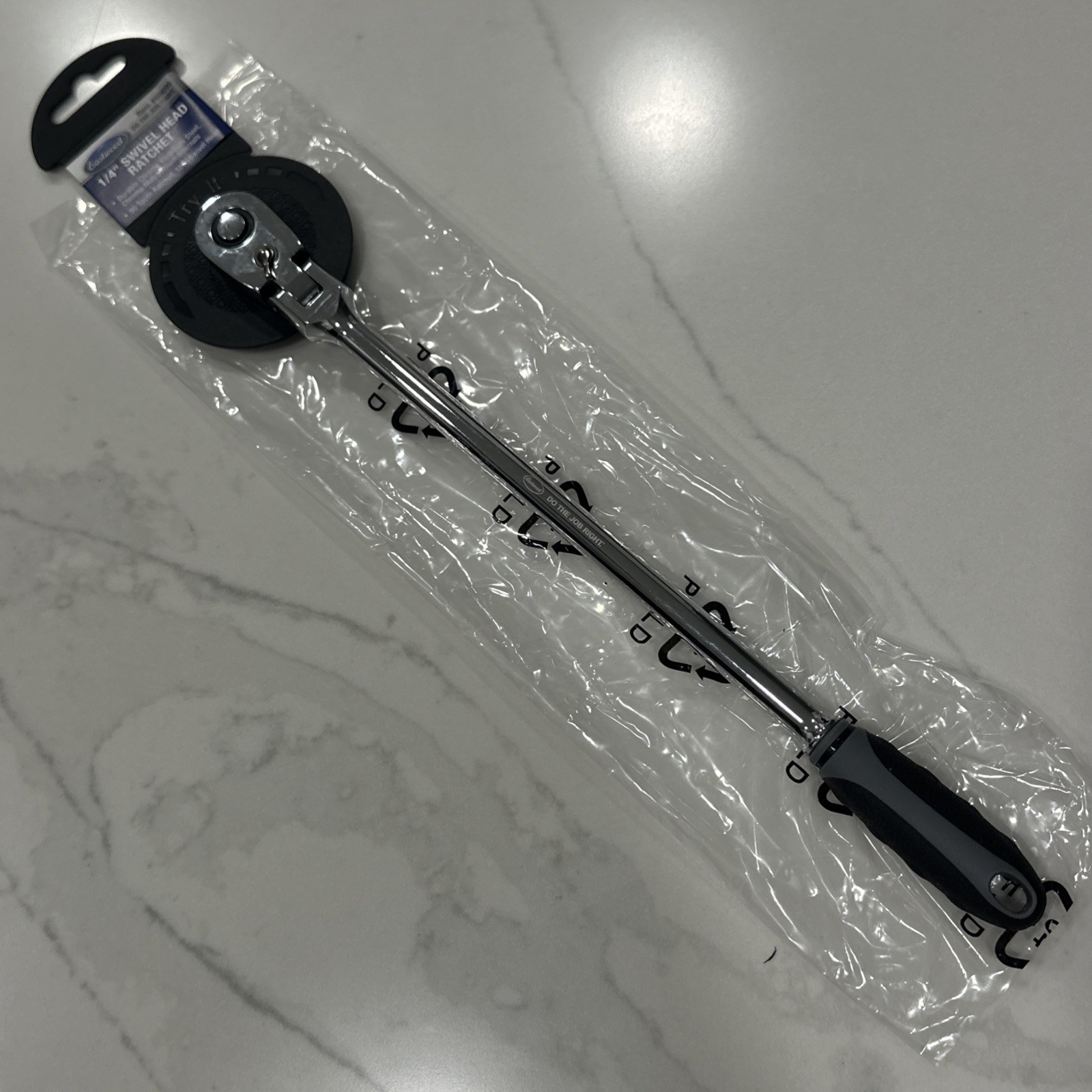 NEW Eastwood 1/4″ Drive 12″ Long Swivel Flex Head Ratchet Soft Grip Handle