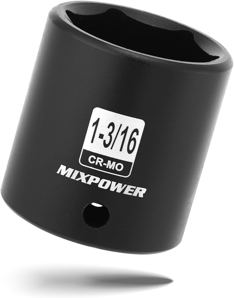 1/2″ Drive Shallow Impact Socket, CR-MO, 1-3/16″, 6 Point, Radius Corner Desi…