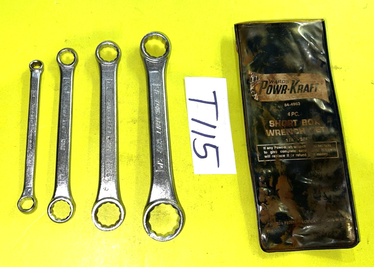 POWR-KRAFT TOOLS VINTAGE 4 PIECE SAE. SHORT BOX-END WRENCH SET 1/4 – 3/4