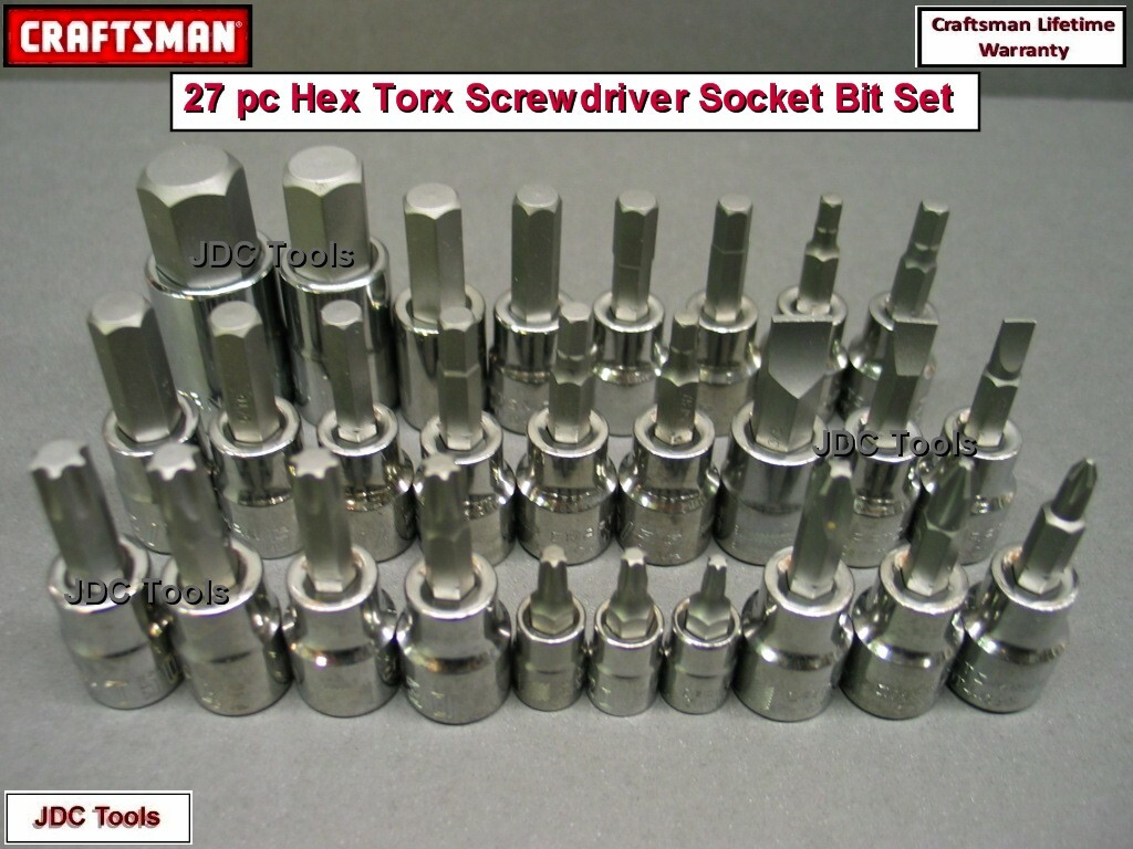 CRAFTSMAN 27pc SAE METRIC MM Hex Allen Torx key bit ratchet wrench socket set