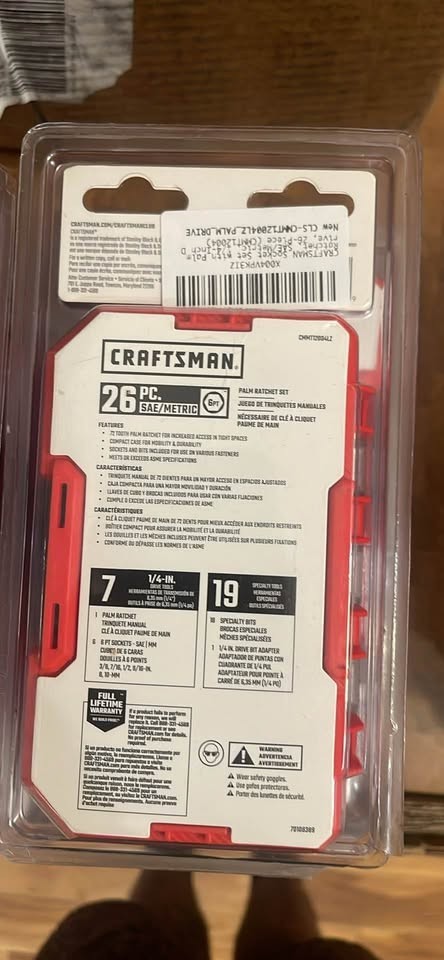 LOT OF 7 Craftsman 26 Pc SAE Metric Socket Set Palm Ratchet CMMT12004