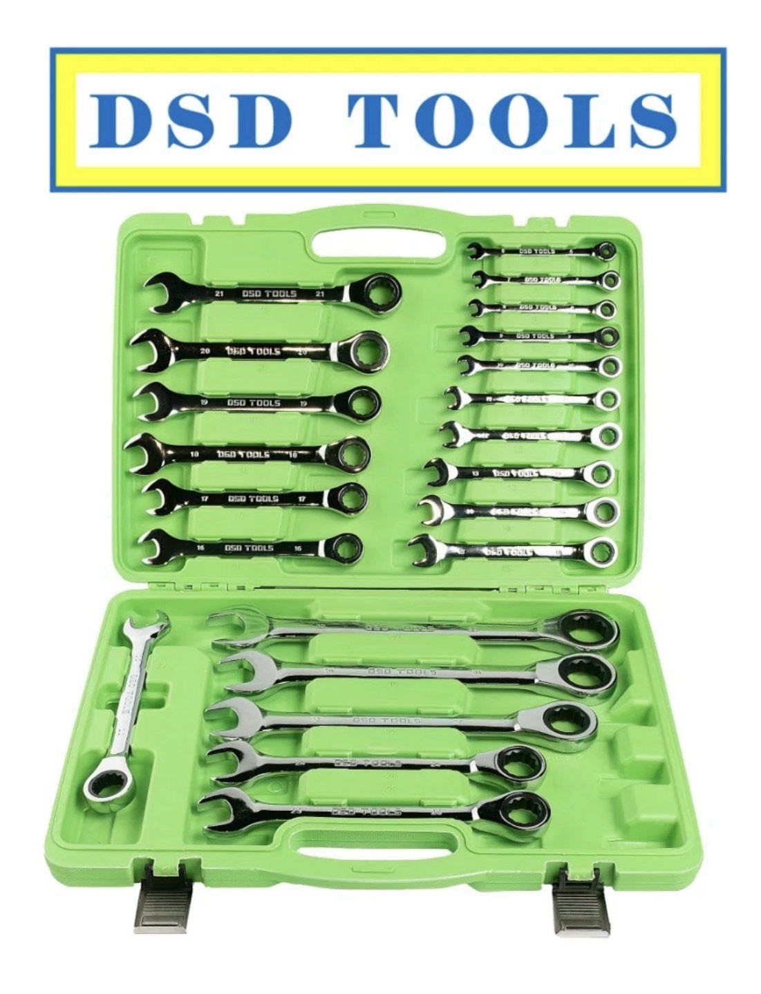 DSD TOOLS 22PC 6-32mm Metric Gear Ratchet Combination Spanner Wrench Set DS1059