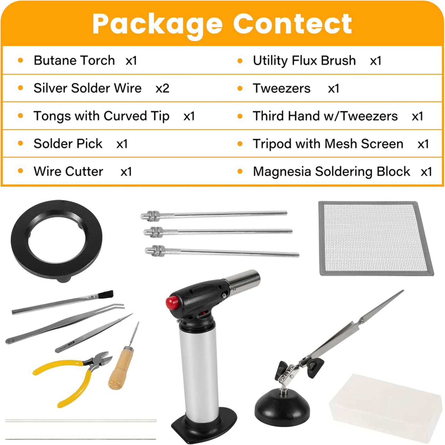 Jewelry Soldering Kit w/ Butane Torch,Third Hand,Tripod for Beginner Silversmith