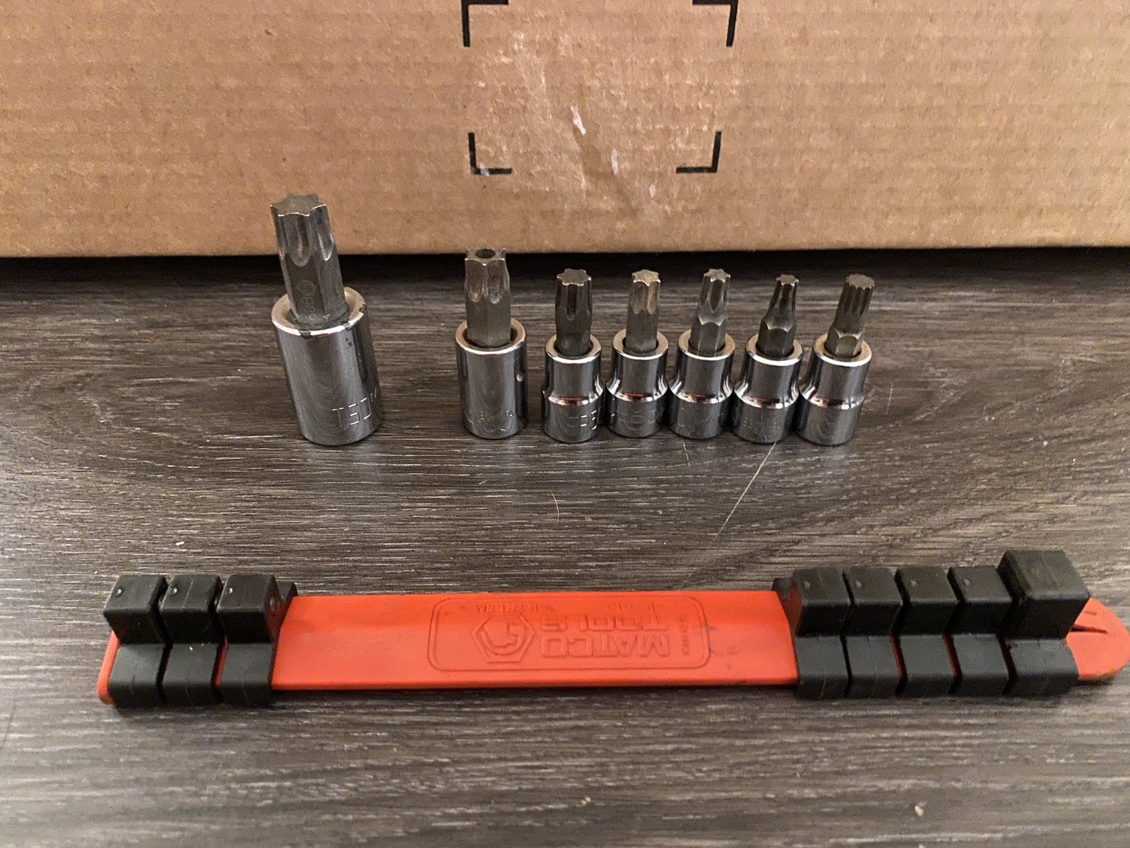 7pc Lot Matco Tools Torx & Bit Sockets 3/8″ & 1/2 Drive & 8mm- Rail – Ratchet