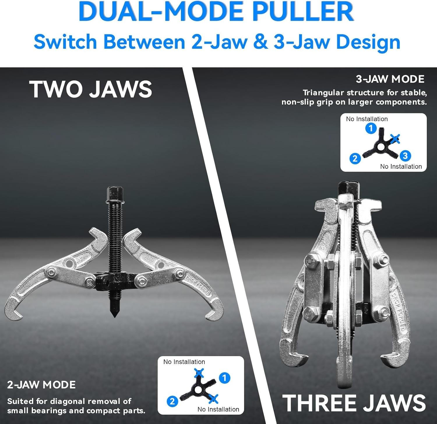 3 Jaw Gear Extractor Set, 3″ 4″ 6″ Heavy Duty Tool