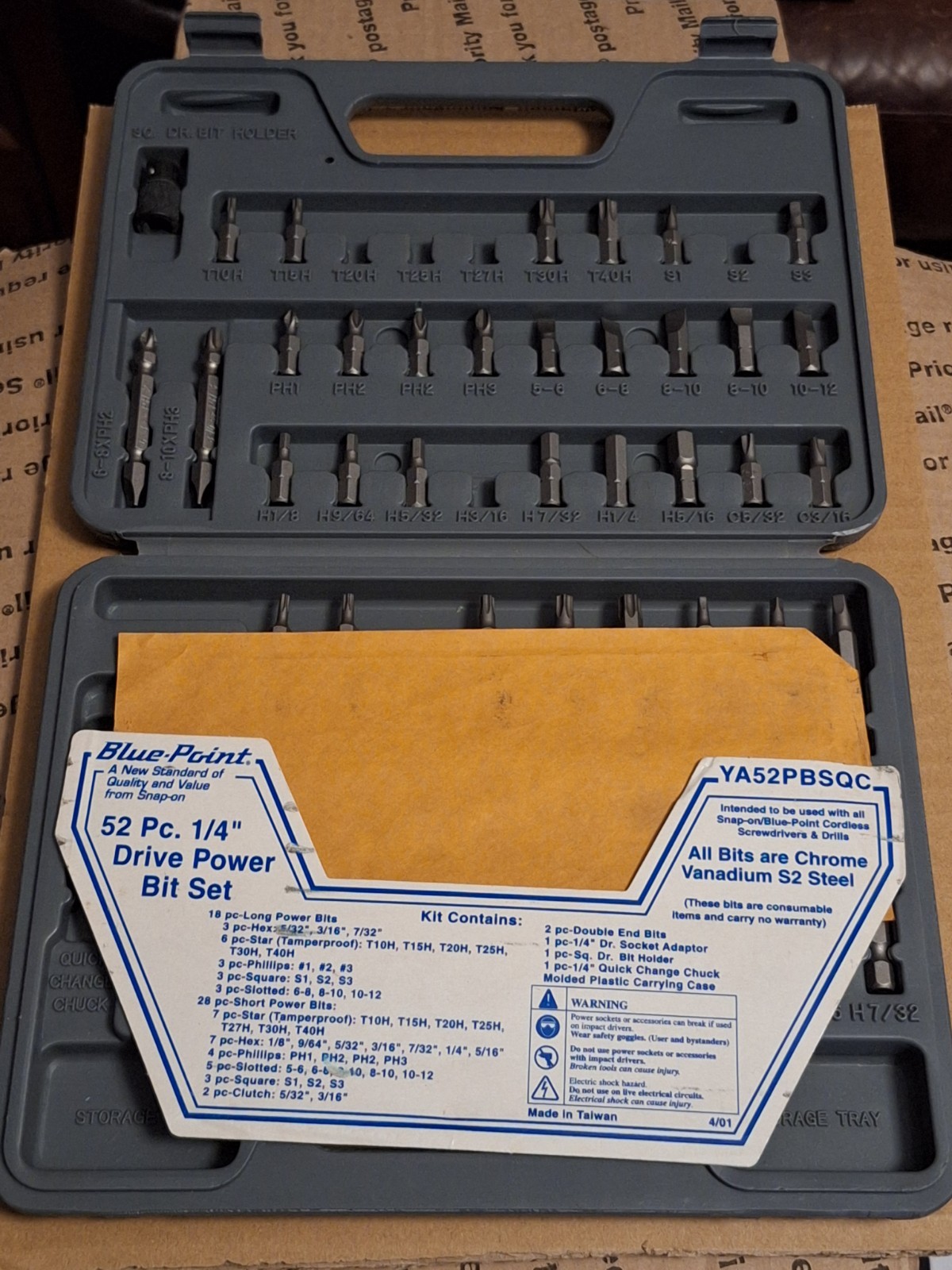 NOS Blue-Point by Snap On YA52PBSQC 52pc* 1/4″ Drive Power Bit Set