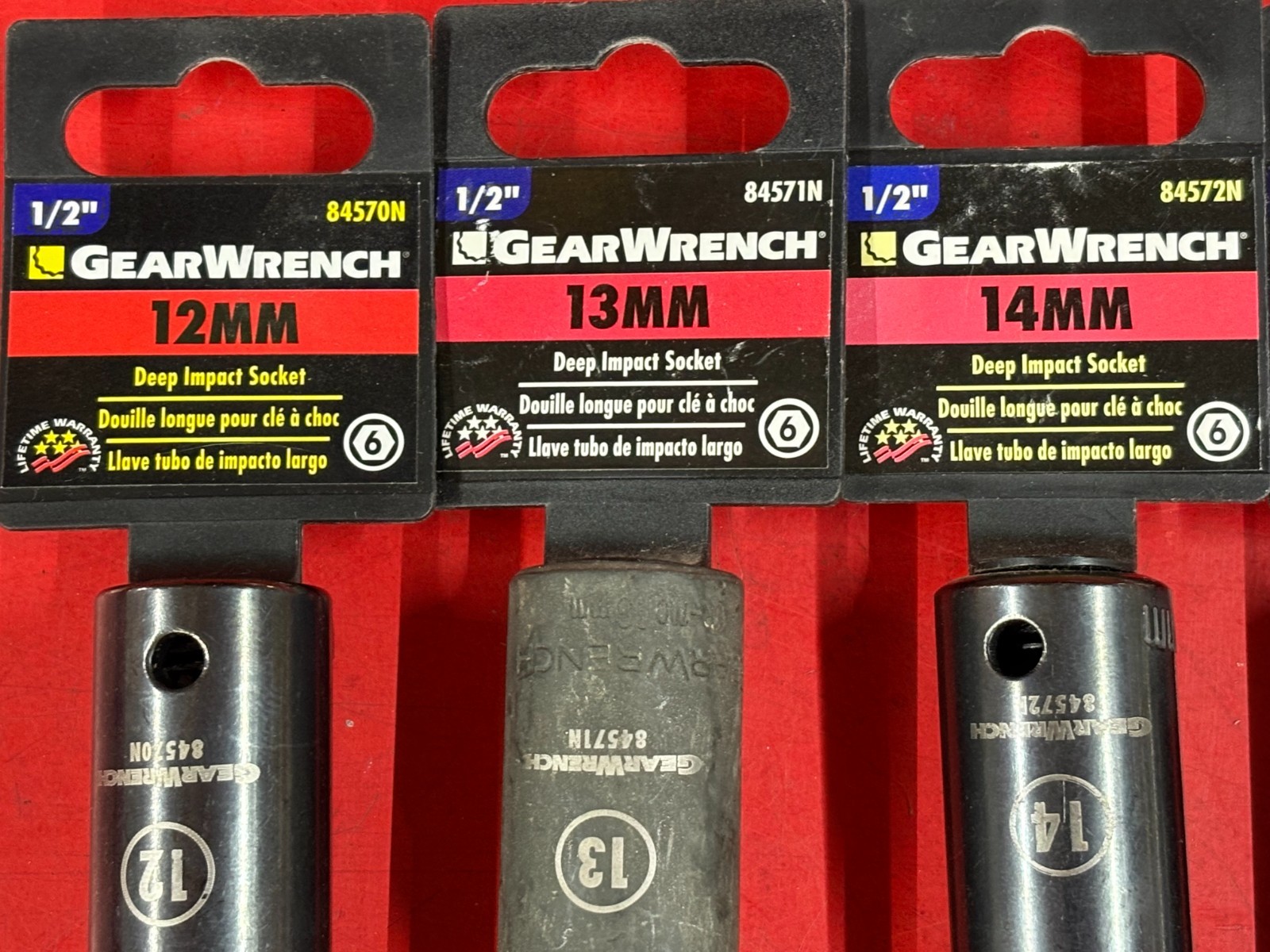 LOT OF 18 GEARWRENCH METRIC 1/2″ DRIVE DEEP IMPACT SOCKETS SET 12MM UP TO 29MM