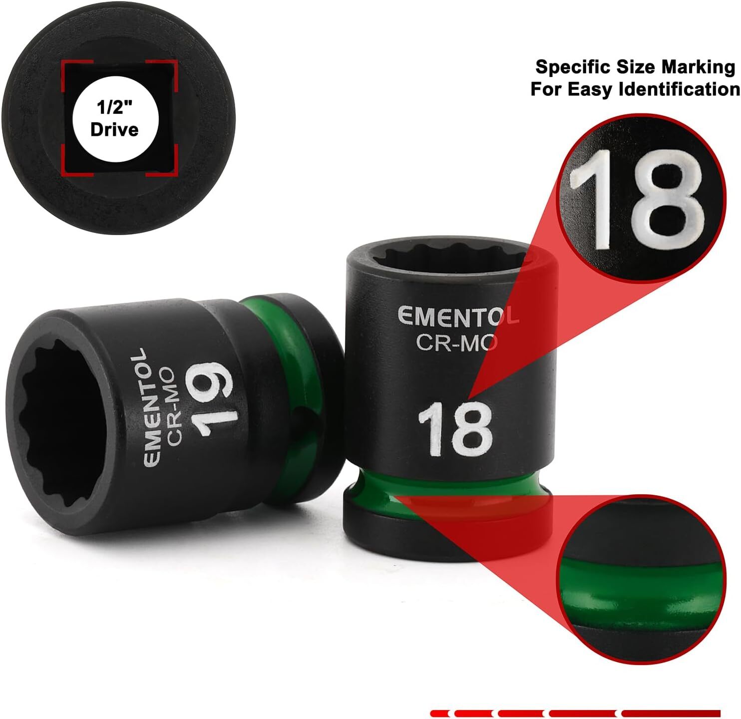 26 PCS 1/2″ Drive Standard Impact Socket Set 12 Point Metric 10mm-36mm CR-MO