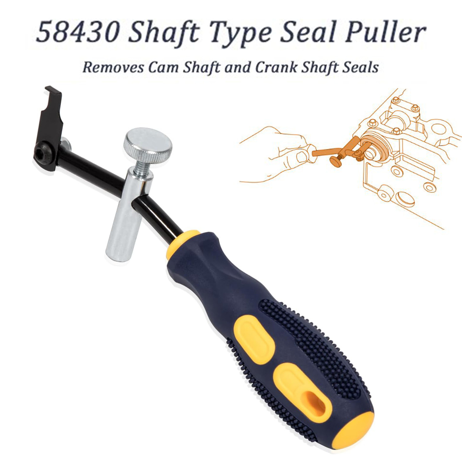 58430 Shaft Type Seal Puller Removes Cam Shaft Crank Shaft Seals Automotive Tool