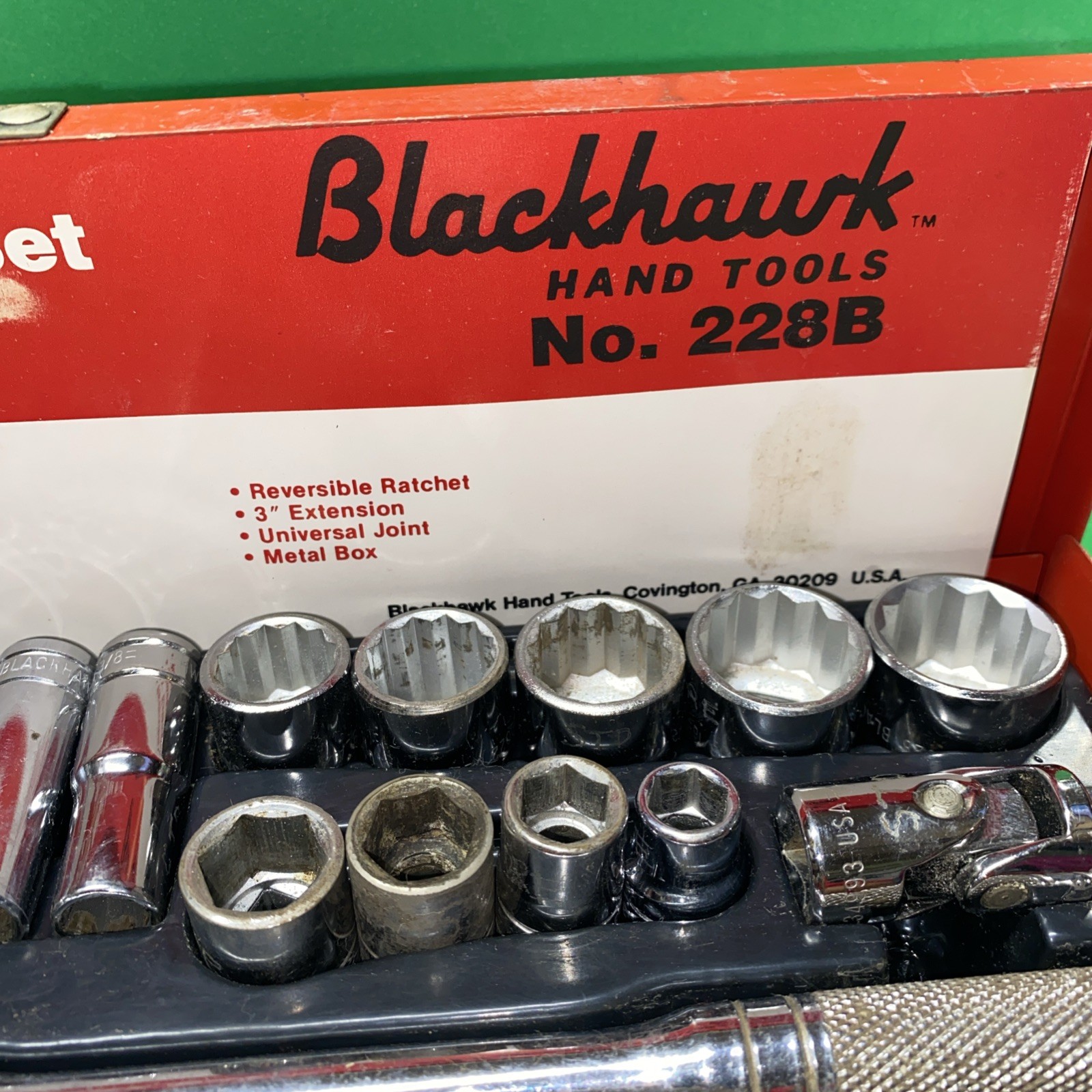 1953 Vintage 20PC Blackhawk 3/8 Drive SAE Socket Set W/Metal Case