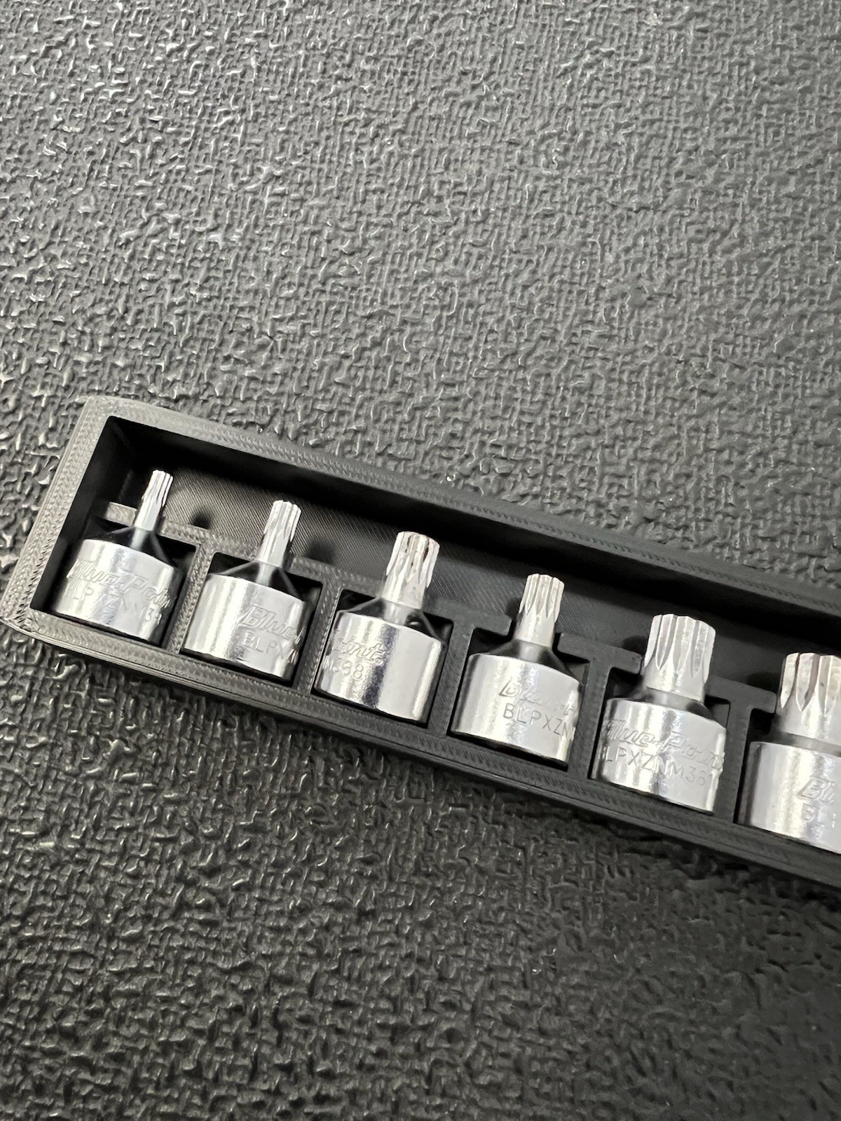 Tray compatible with 3/8” Triple Square XZN Stubby Socket Bluepoint
