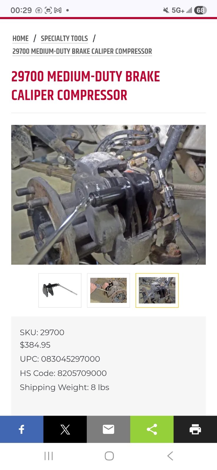 Lisle 29700 Medium-Duty Brake Caliper Compressor