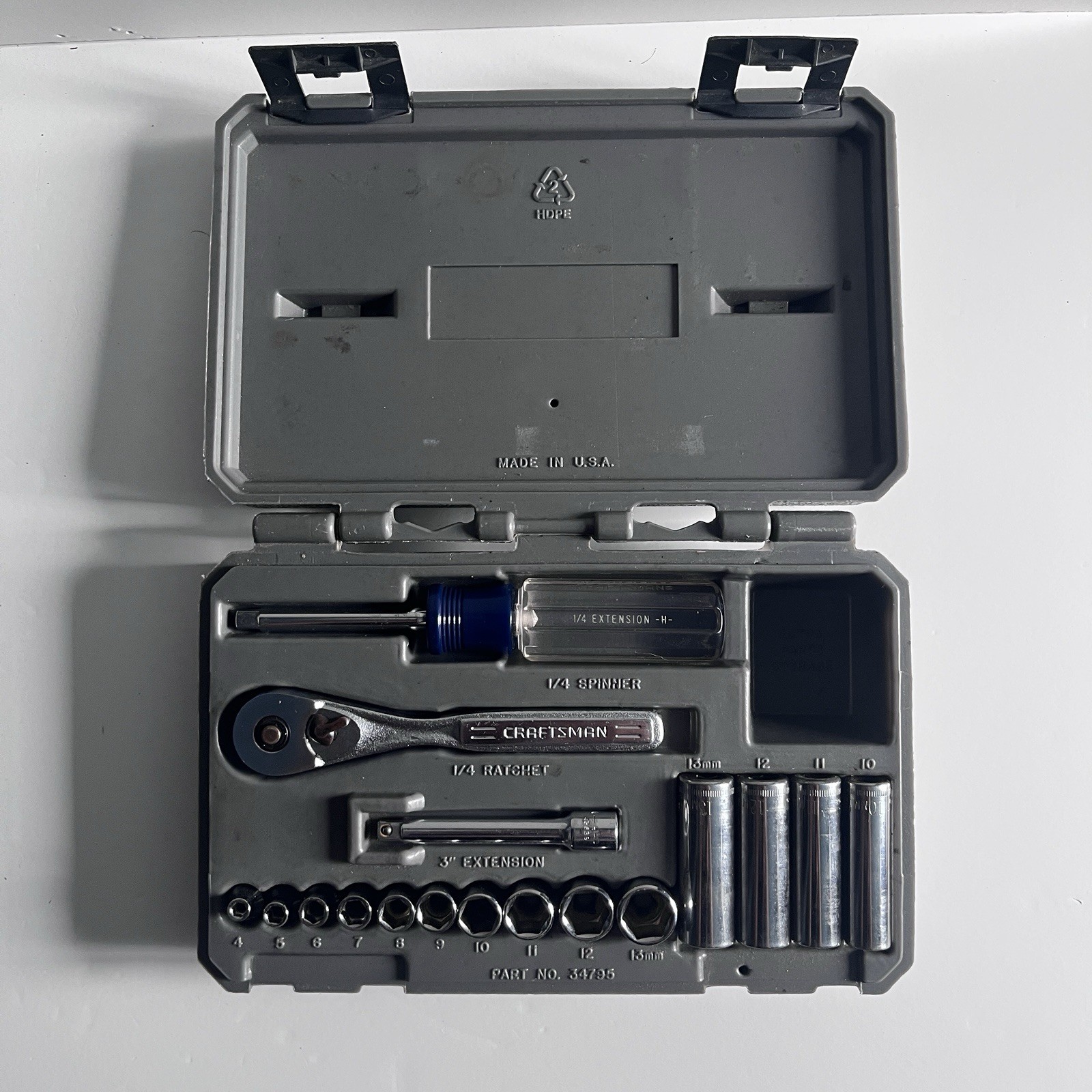 Vtg Craftsman USA 1/4″ Drive 6 Point METRIC Socket Set 34795 G Series