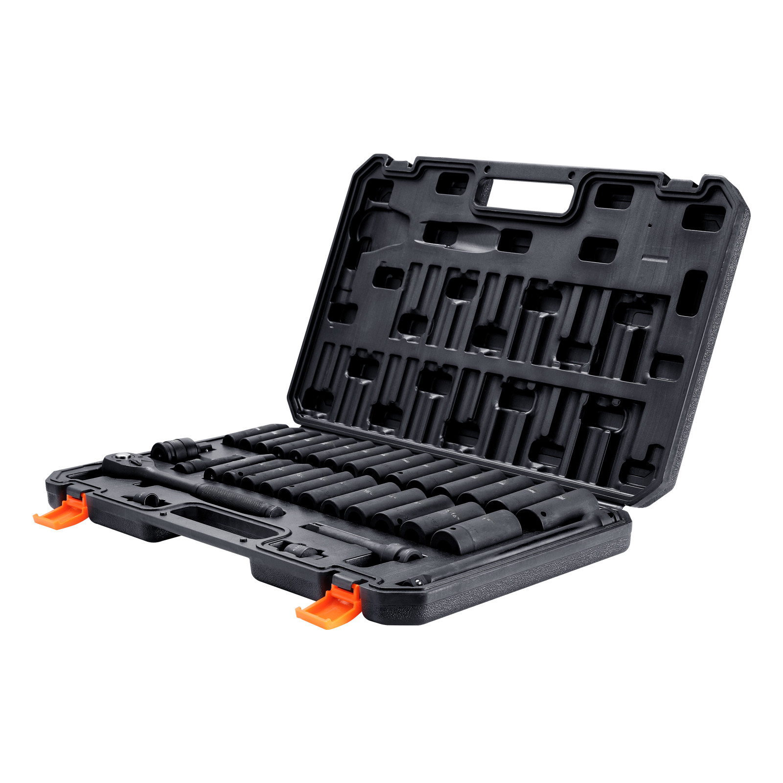 Impact Sockets Set 33pcs 6 Point 1/2in Drive Bit Ratchet Tool Kit Case
