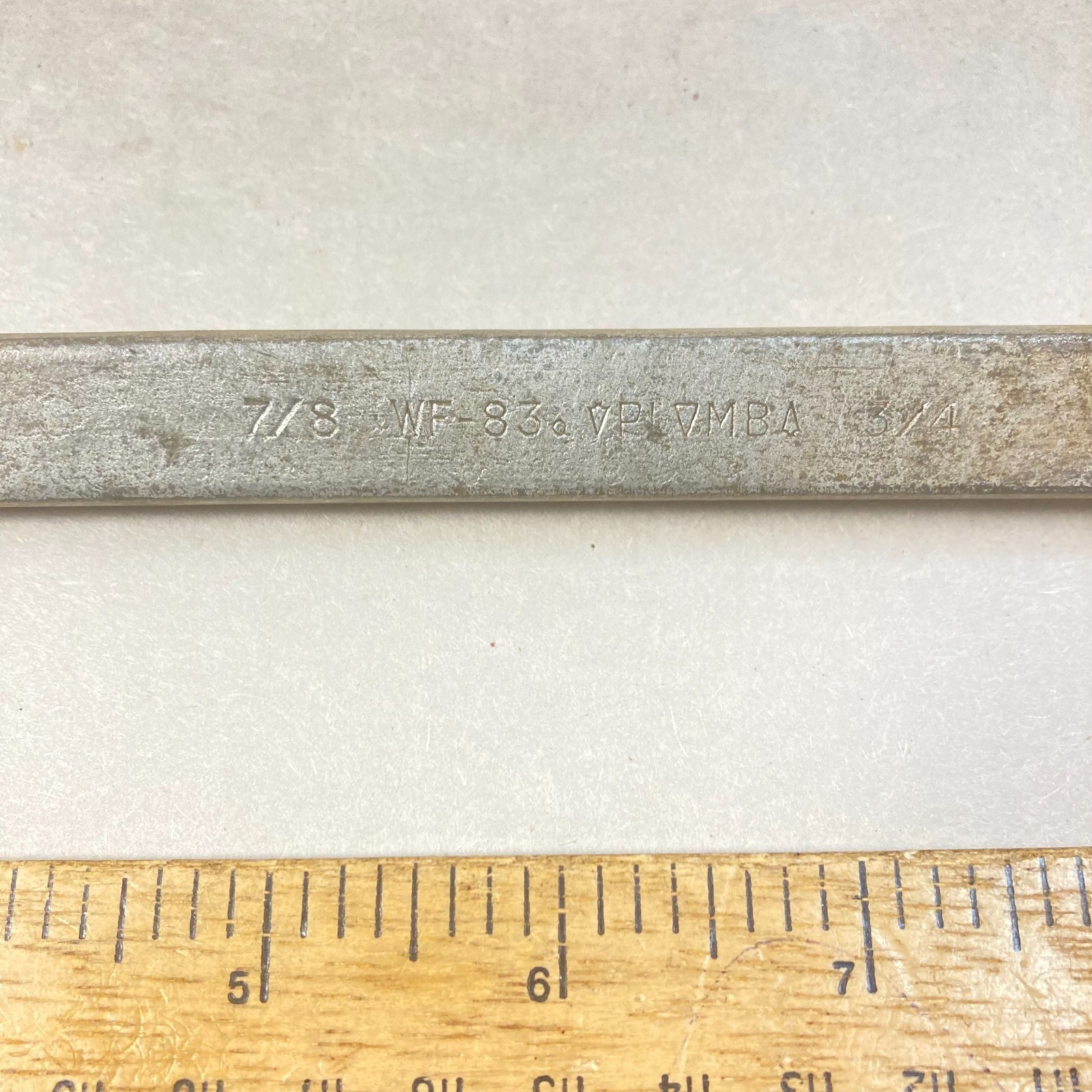 Vintage Plomb Wrench Box End 7/8″-3/4″ Flat Shaft 12 Point WF-83 USA