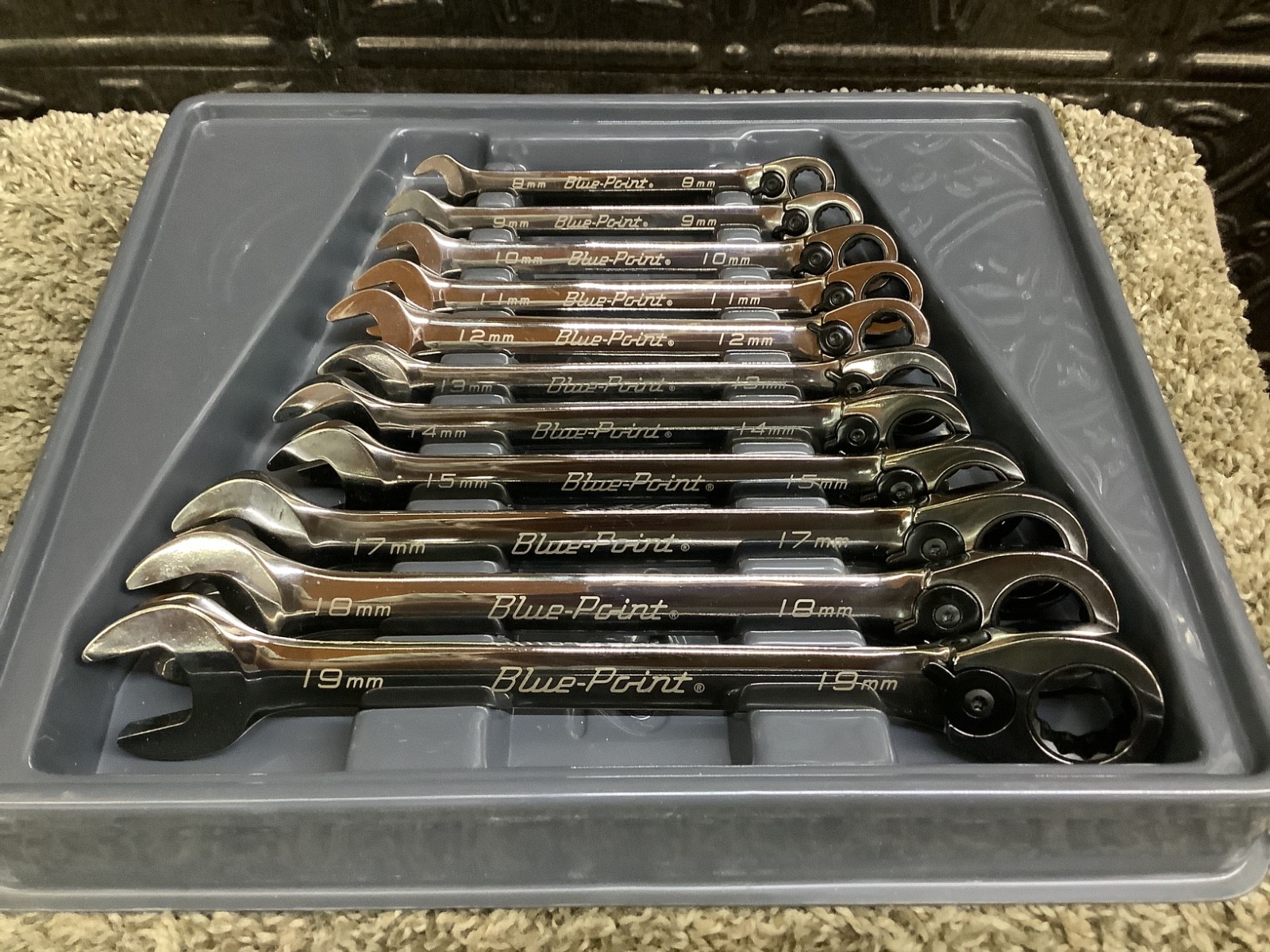 Blue Point 11 Piece Metric 12 Point Ratcheting Wrench Set 8mm-19mm BOERM712