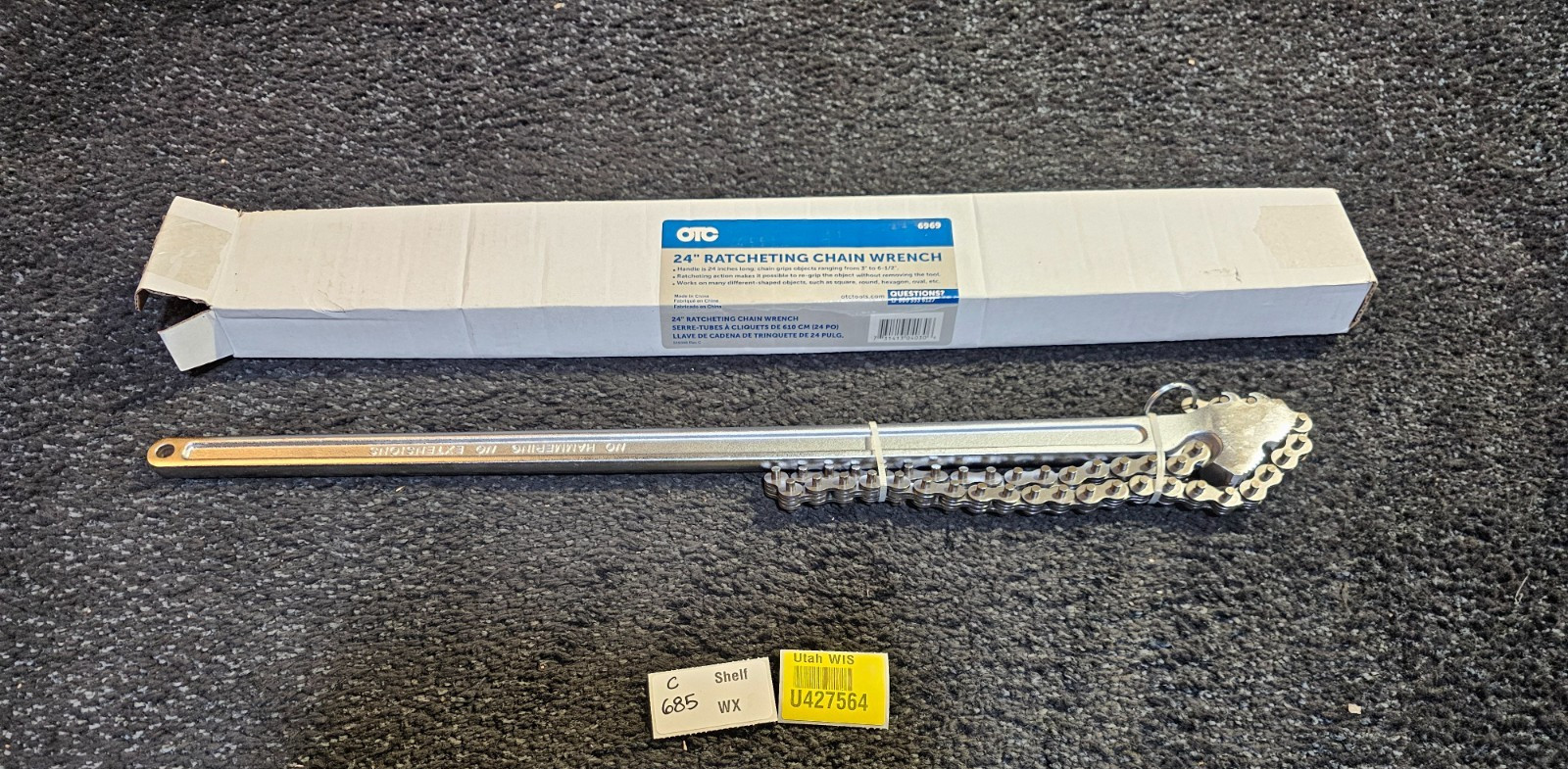 OTC Tools 6969 24″ Ratcheting Chain Wrench 3 to 6-1/2 in Chain Adjustment Range