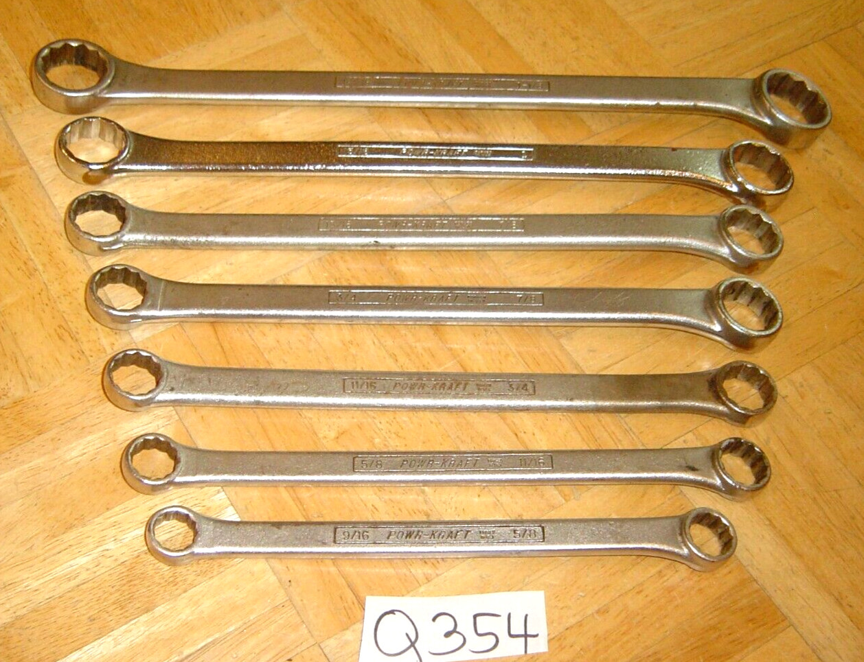POWR-KRAFT TOOLS VINTAGE 7 PIECE SAE. BOX-END WRENCH SET 9/16 TO 1-1/8