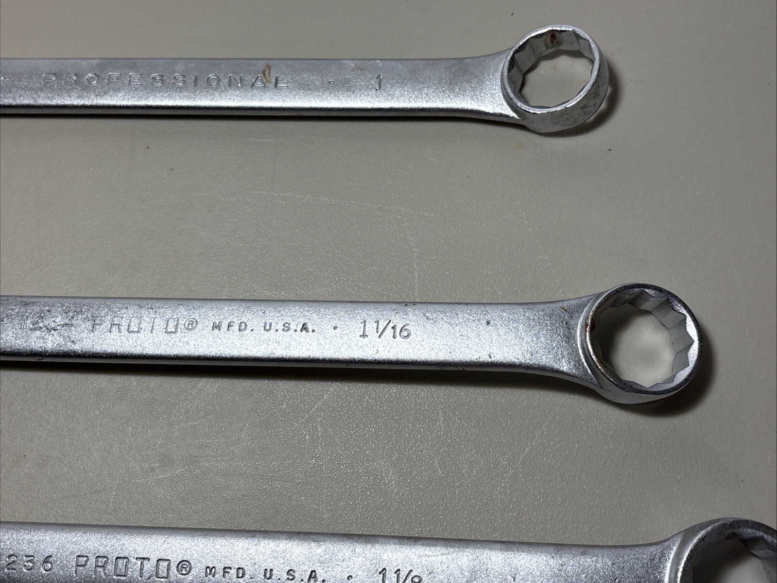 Proto Professional Combination Wrench Set USA 1″ 1232, 1 1/16″ 1234, 1 1/8″ 1236