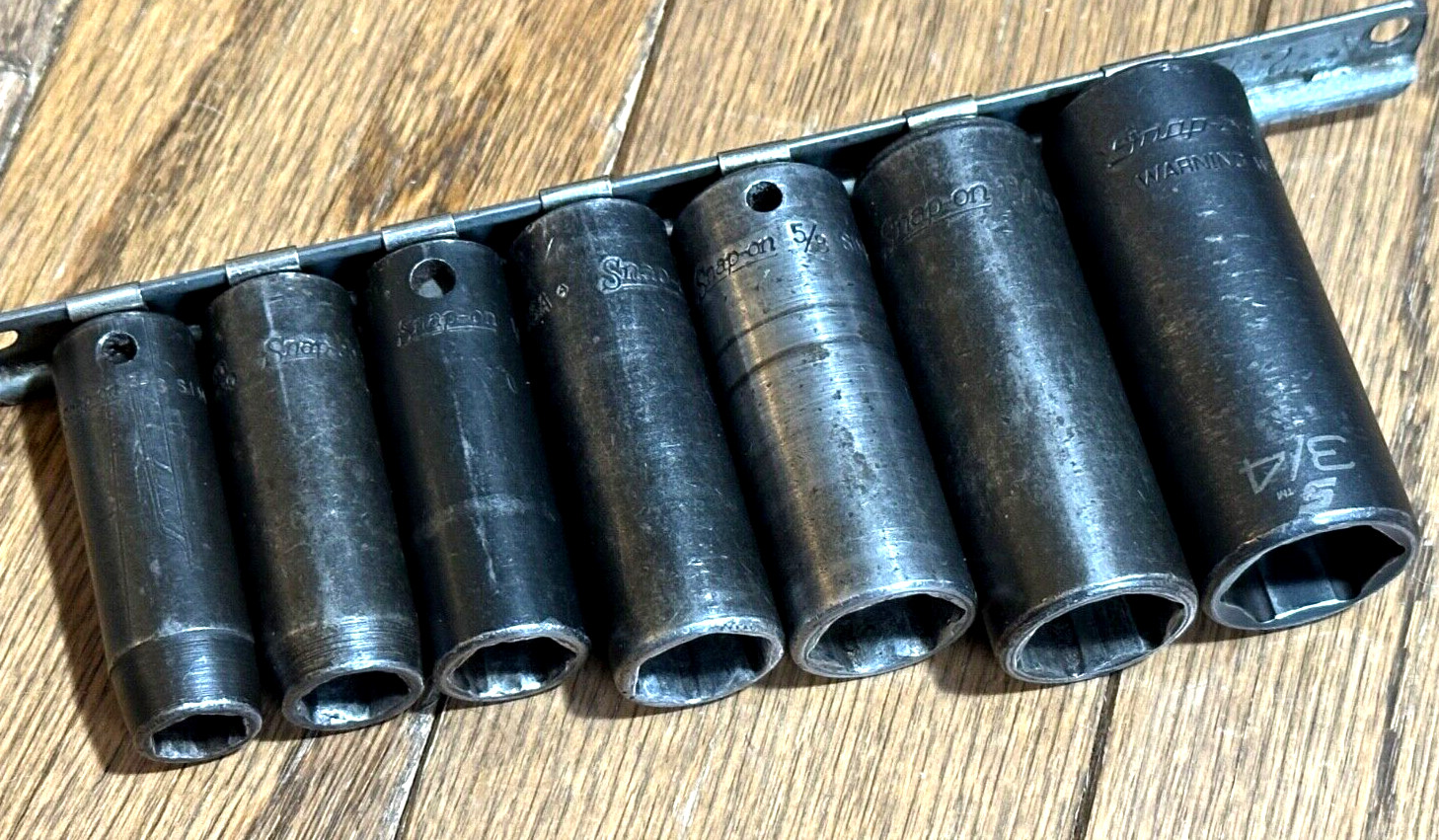 🇺🇸 Snap On Tools USA 3/8″ Drive SAE IMPACT Deep Well Socket Set Lot 6 PT Rail