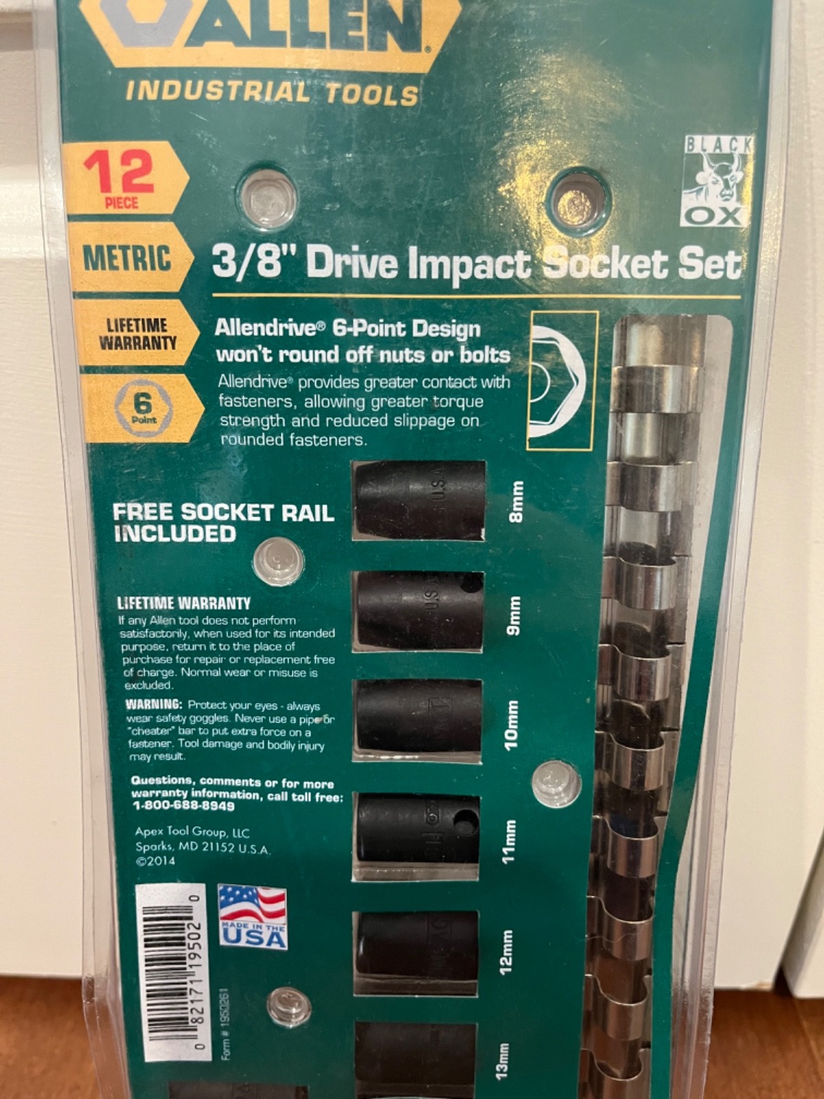 Allen Tools USA 3/8” Drive Metric Impact Socket Set Sealed 19502 NOS 12 pcs.