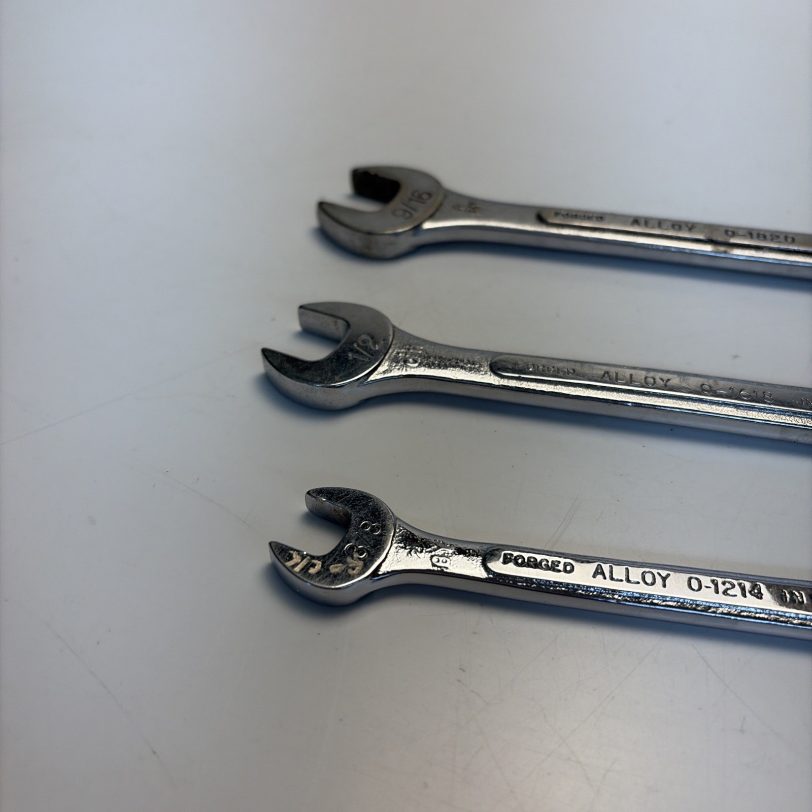 Vintage SK USA Double Open End Wrench Set 3 Pc SAE 3/8 7/16 1/2 9/16 5/8