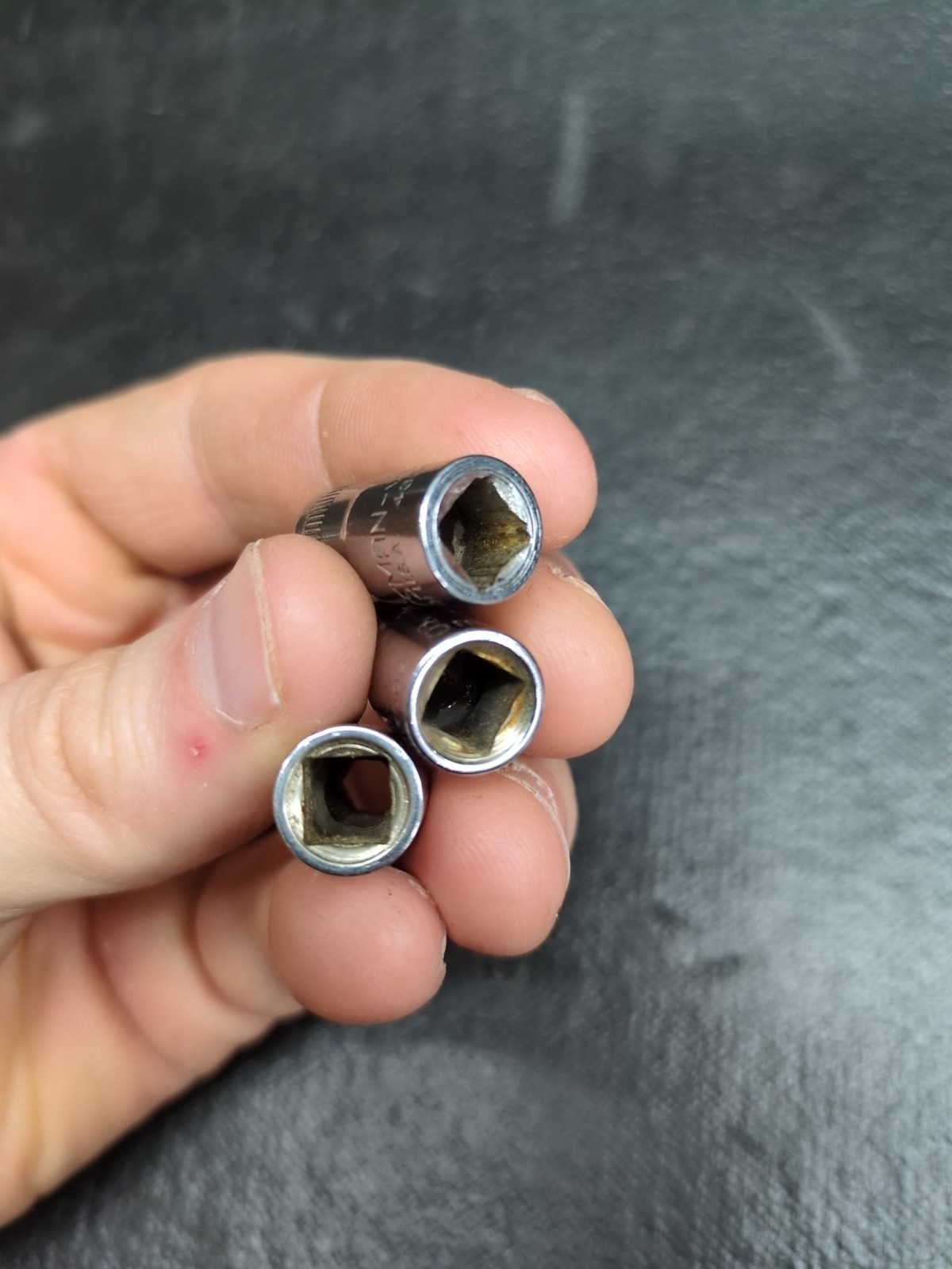 Craftsman USA 5,6,7mm 6 Pt 1/4″ Dr Sockets 43501,43502,43503 -VV- Top Knurl