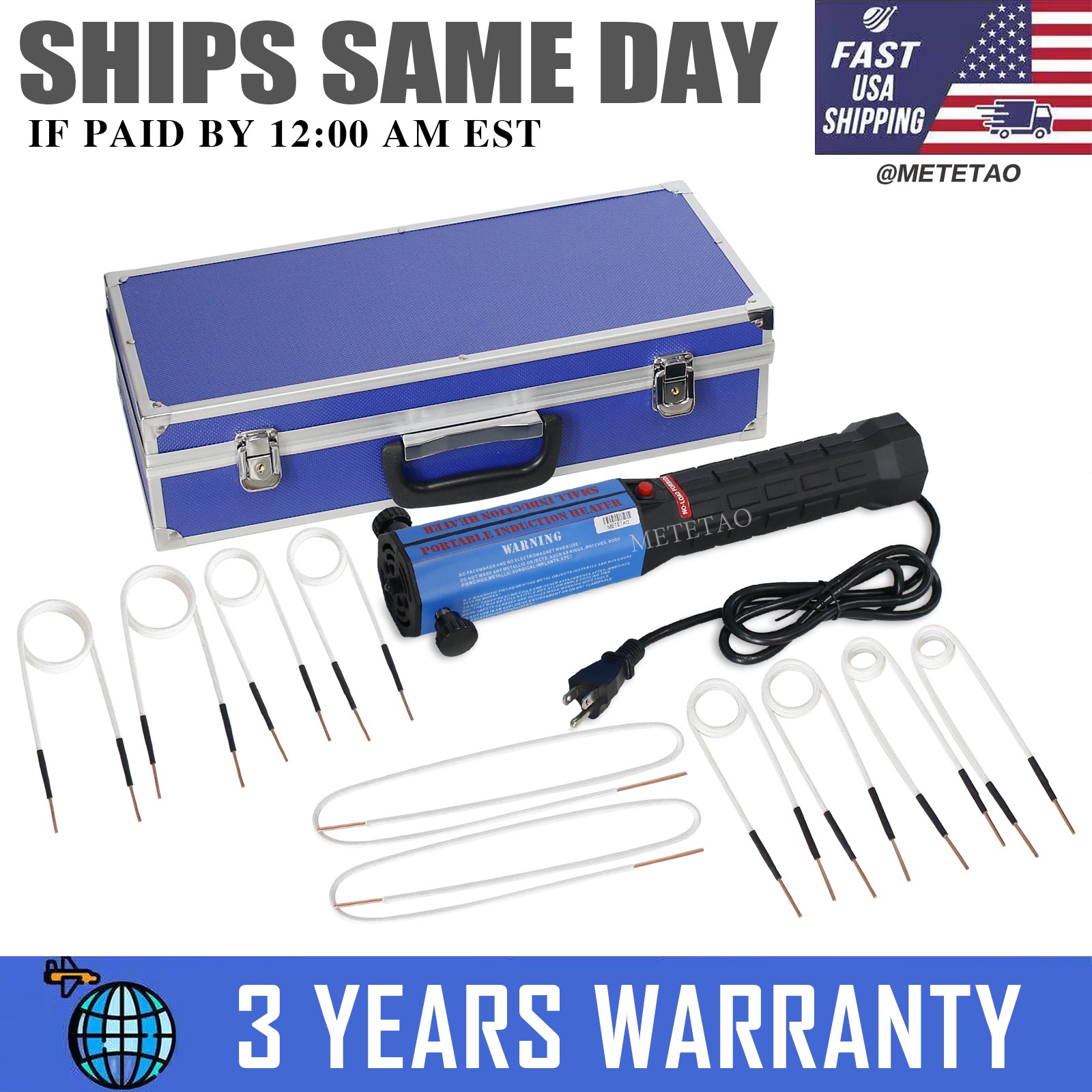 1300W Magnetic Induction Heater Kit with 10 Coils Portable Heat Induction Tool