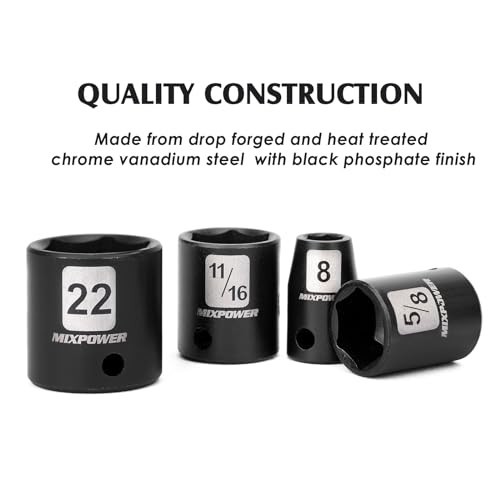 49-Piece 3/8″ Drive Deep Impact Socket Set – SAE & Metric, Cr-V Steel, 6 Point
