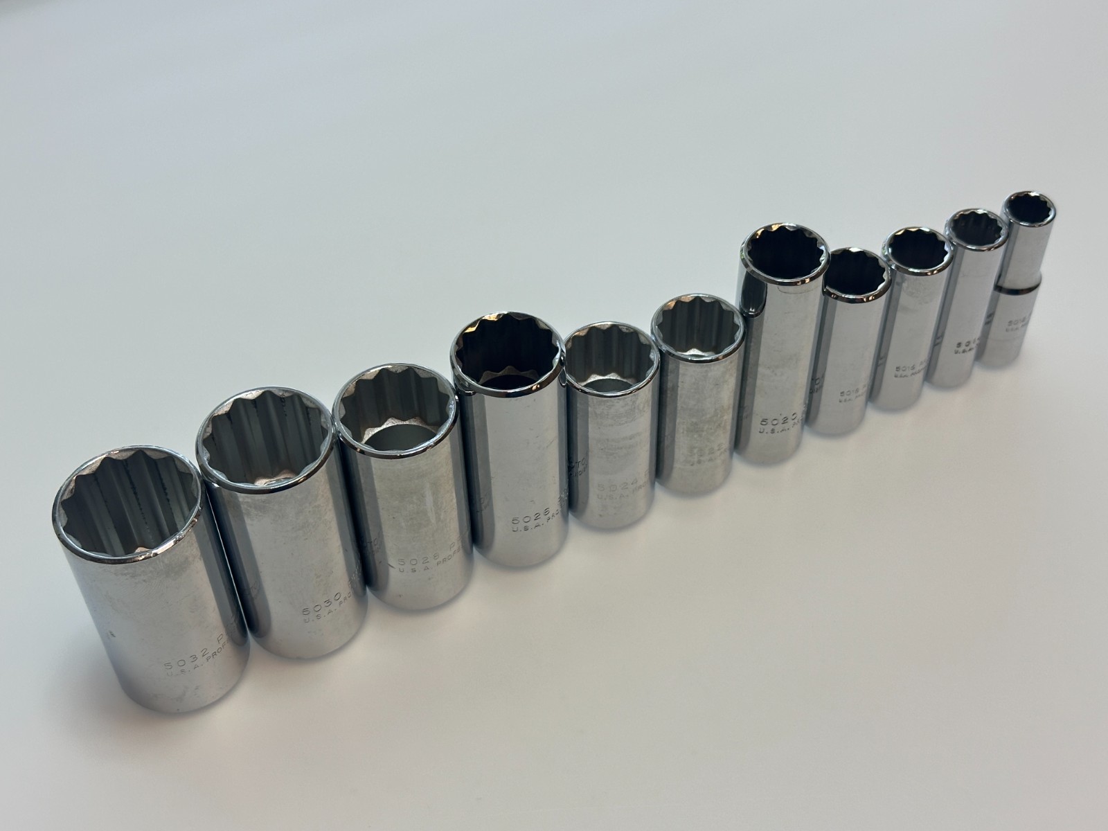🇺🇸 PROTO Tools USA 11pc SAE 3/8-1″ Deep Socket Set, 3/8” Drive, 12 Point (NOS)