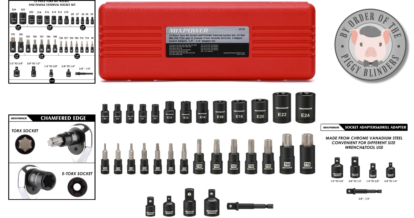 Versatile Torx Bit Socket Set 32PCS – T8-T70, E4-E24 | Perfect for Professionals