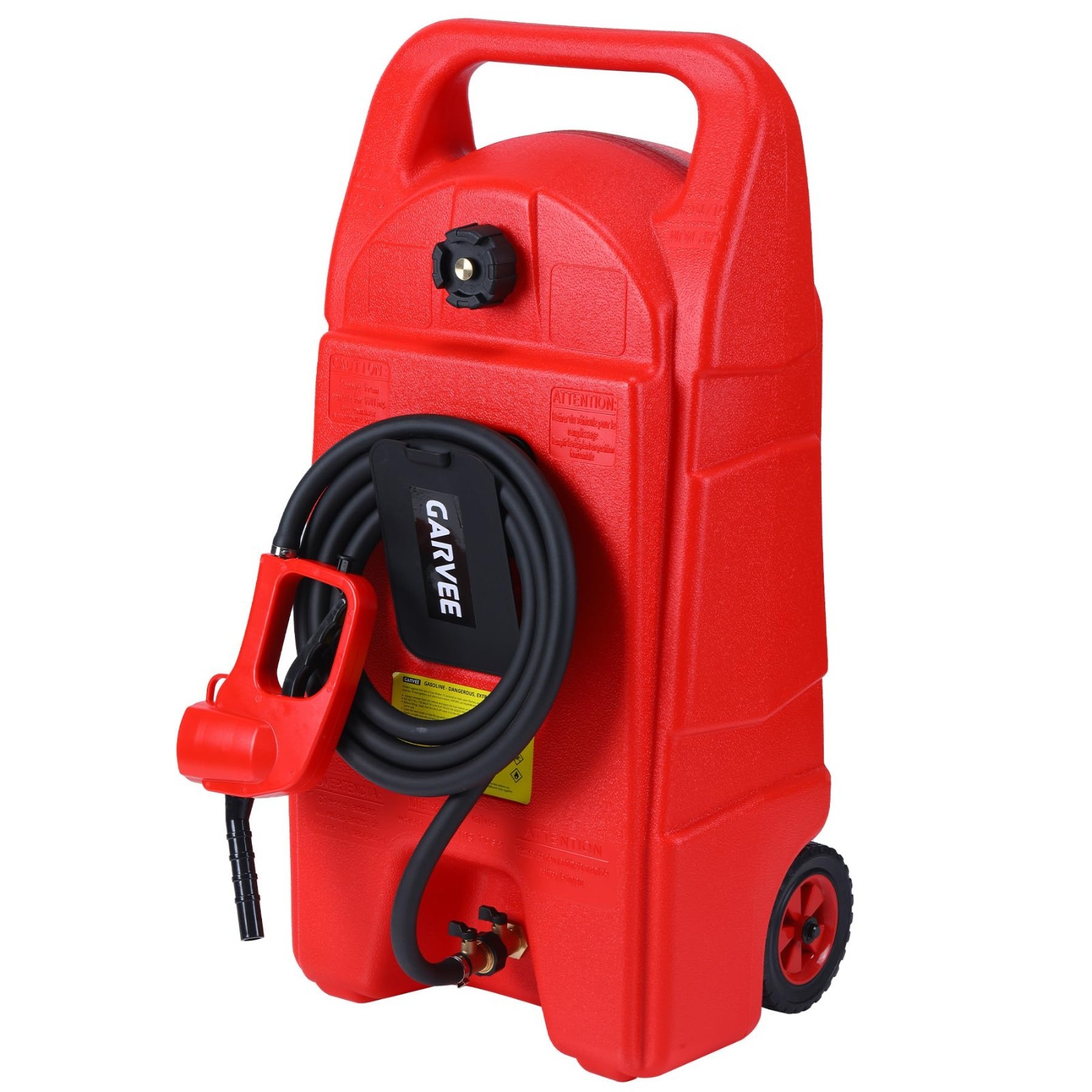 15 Gallon Portable Fuel Tank With Pump,Rubber Wheels Gas Caddy For Lawn Mowers