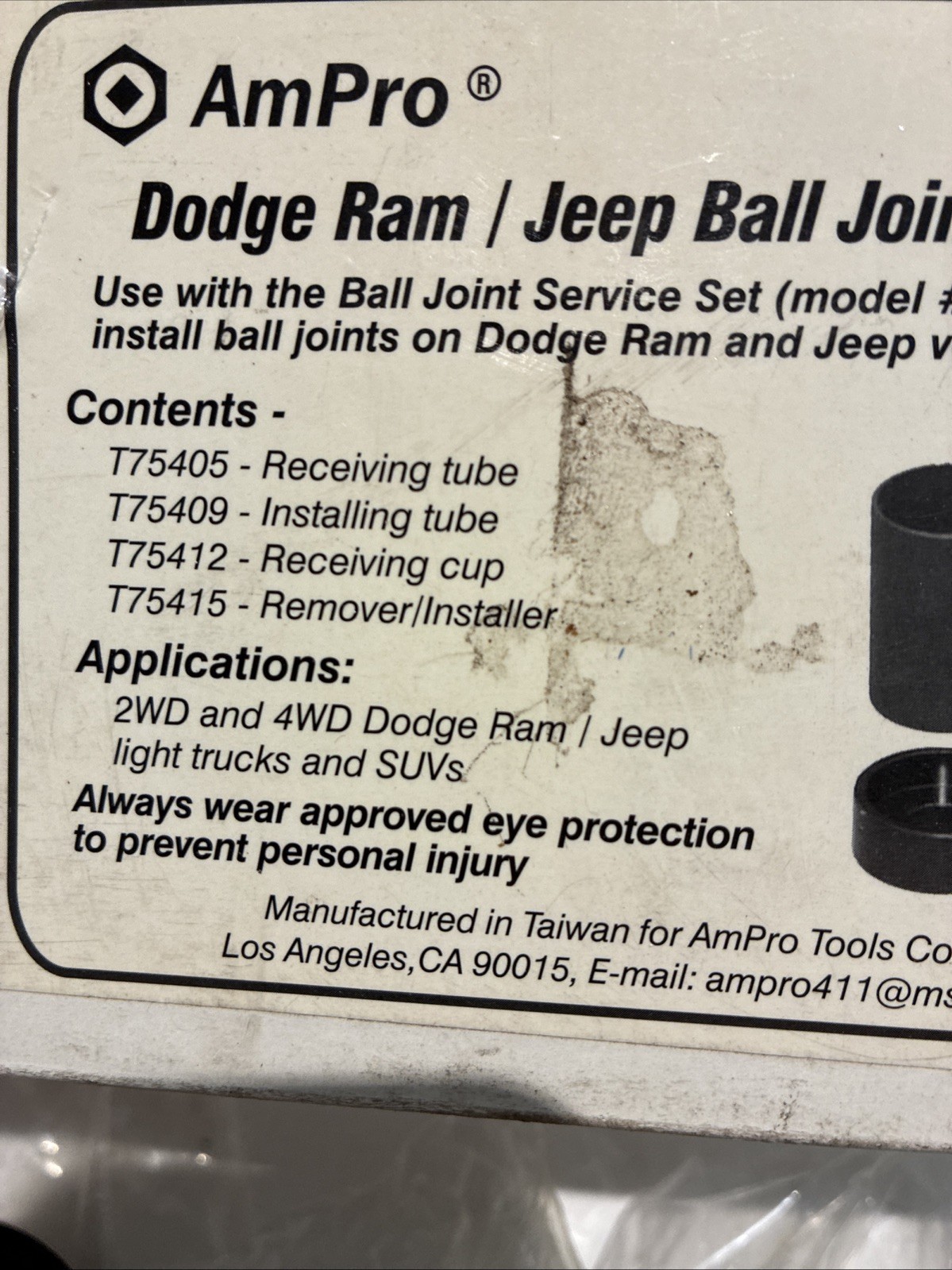 4Pcs AmPro Ball Joint Service Adapter Removal Installer Kit Jeep & Dodge Ram