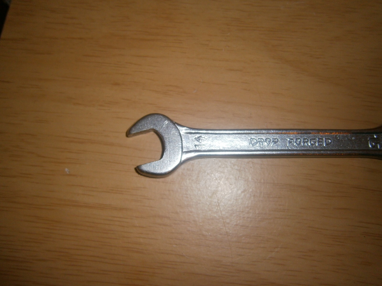 Vintage silver tone spanner. 14 & 15mm ends.(E6c)