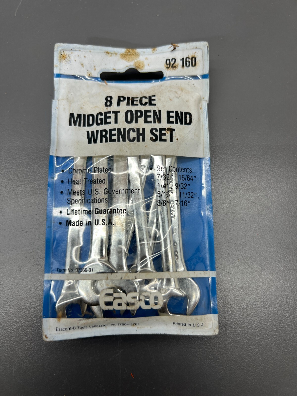 (E) VINTAGE EASCO 8PC SAE MIDGET OPEN END IGNITION WRENCH SET 92 160 EXC USA