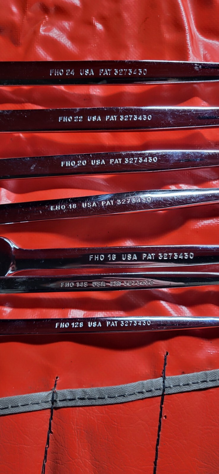 NOS Snap On Tools 7Piece SAE FlexHead Open End Combo Wrench Set 3/8-3/4 FHO607B
