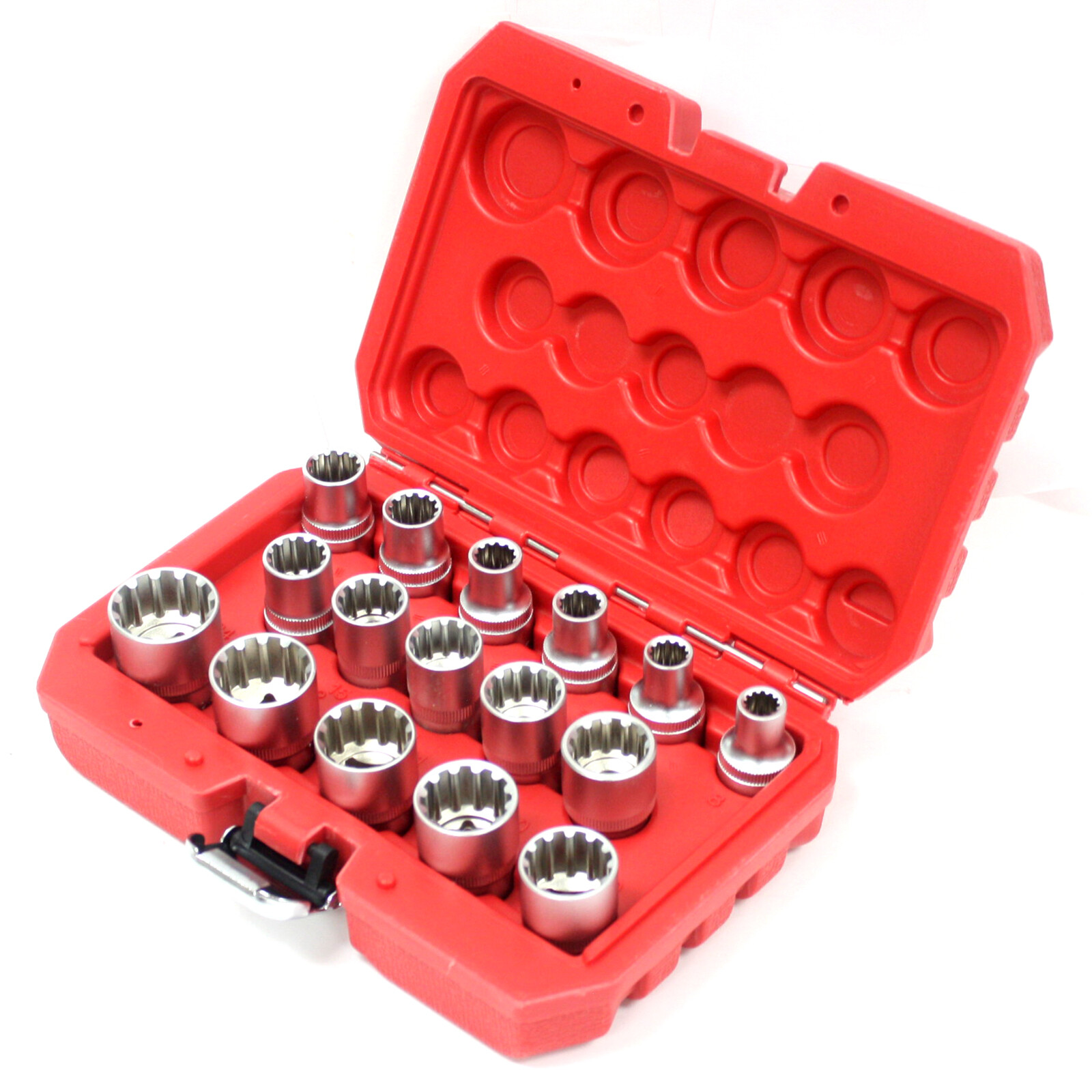 16pc 1/2″ Dr. Spline Gear Wall Rounded Socket Set 8 – 24mm Metric