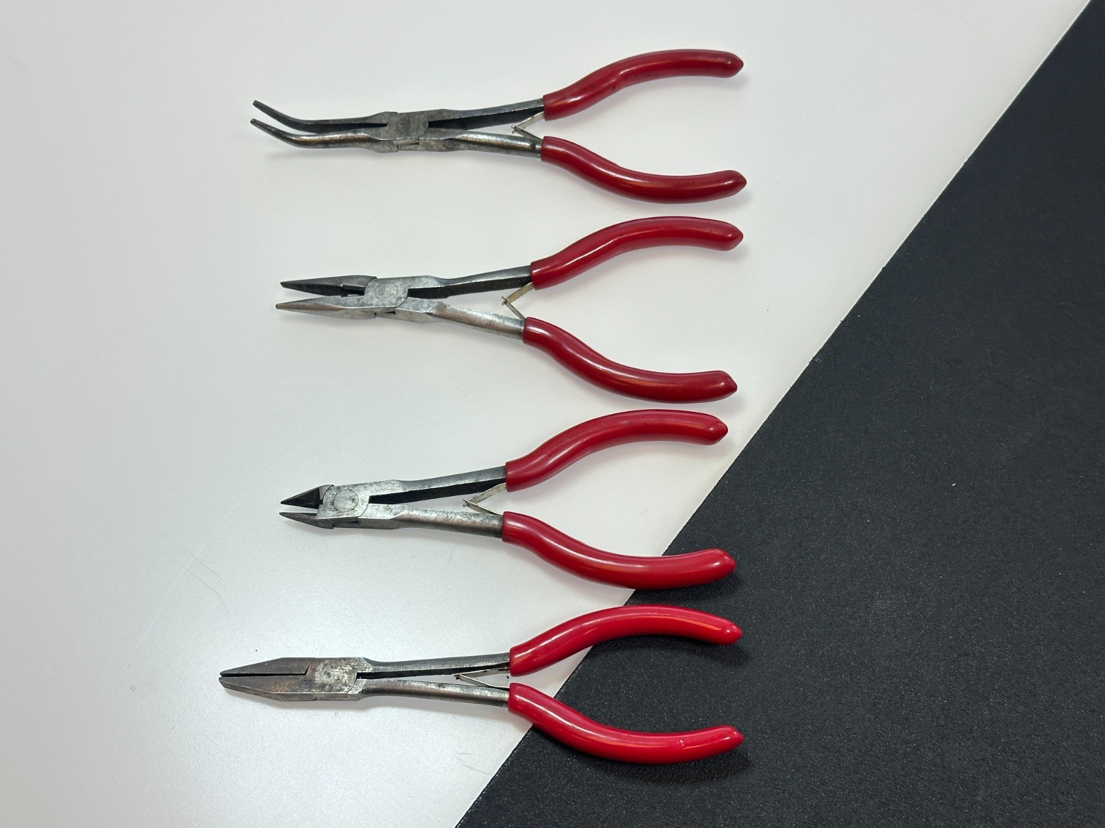 MAC Tools 4pc 6” Mini Precision Long Reach Pliers Cutters Set, Red Grip