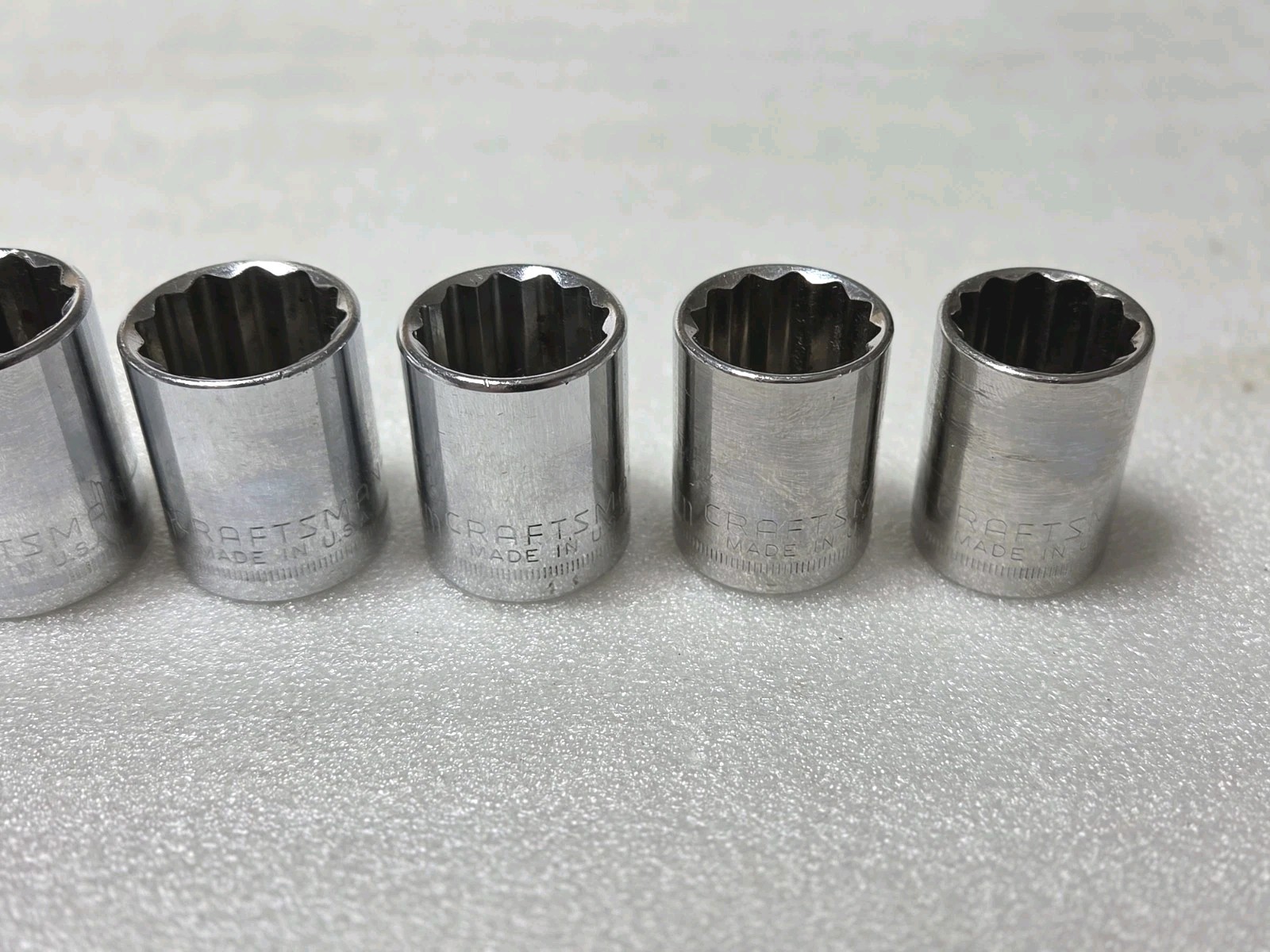 8 Pc. Mixed Set CRAFTSMAN G GK Series 21-28mm 1/2″ Drive 12 Pt Shallow Socket