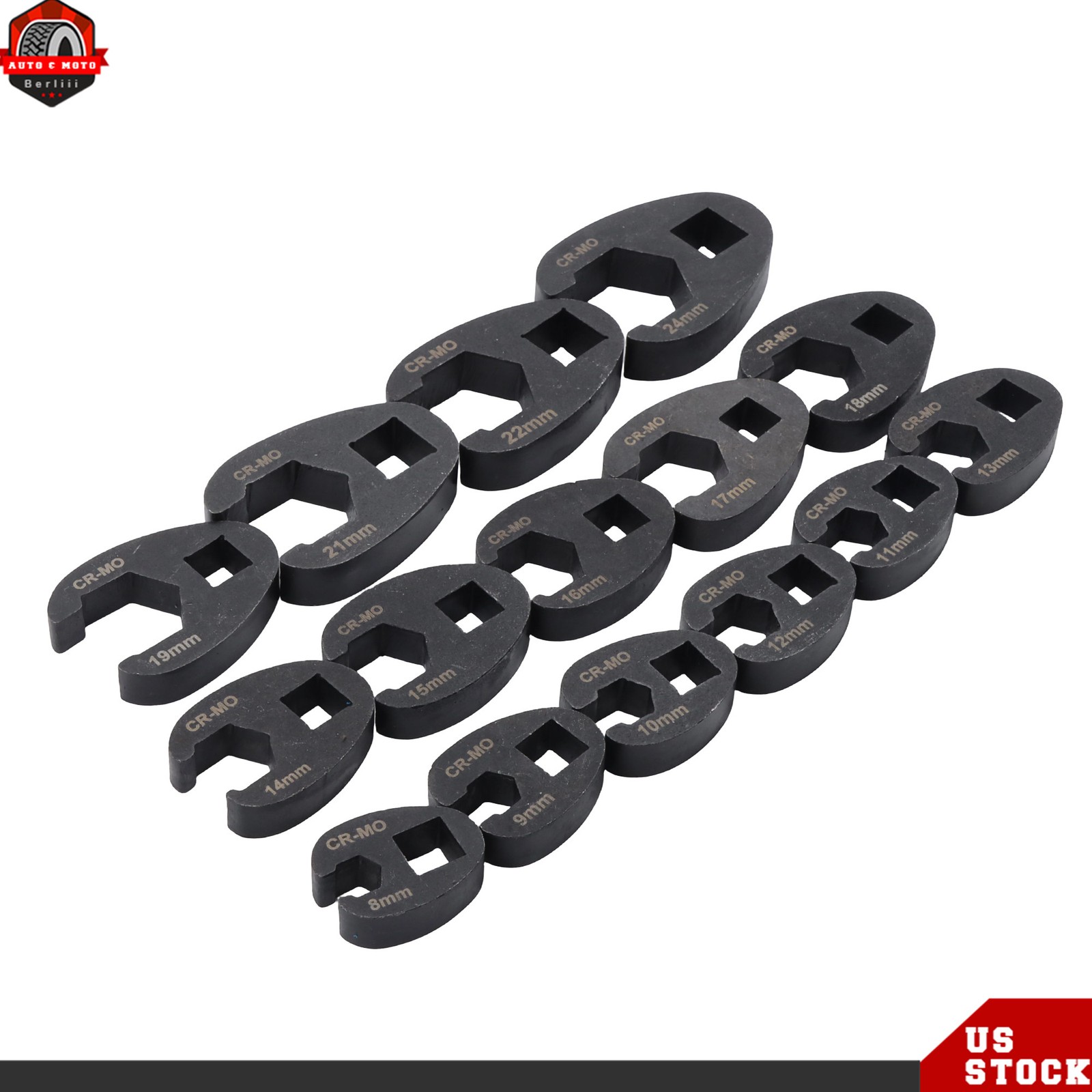 15PCS Flare Nut Crowfoot Wrench Set Metric Crows Foot Wrench Kit 3/8″ 1/2″ Drive