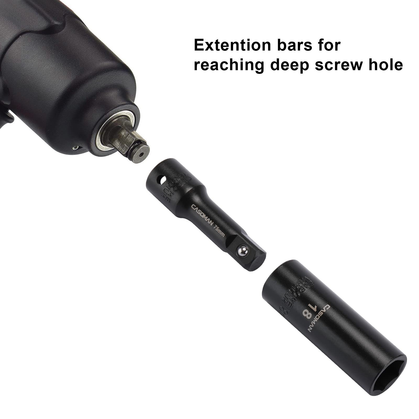 25PC 1/2″ Drive Impact Socket Set, Deep Cr-V Steel, 6 Point, Metric & SAE, 12-24