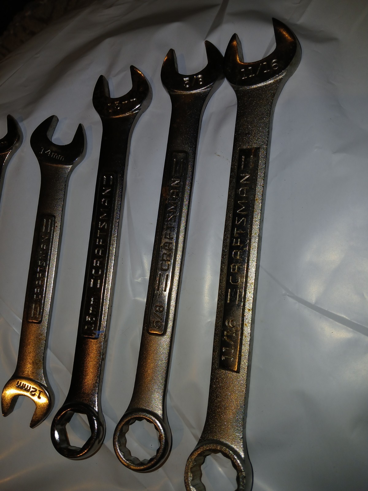 Craftsman Combination Wrench Lot of 6 – 11/16, 3/8, 5/8 12mm, 14mm, 15mm